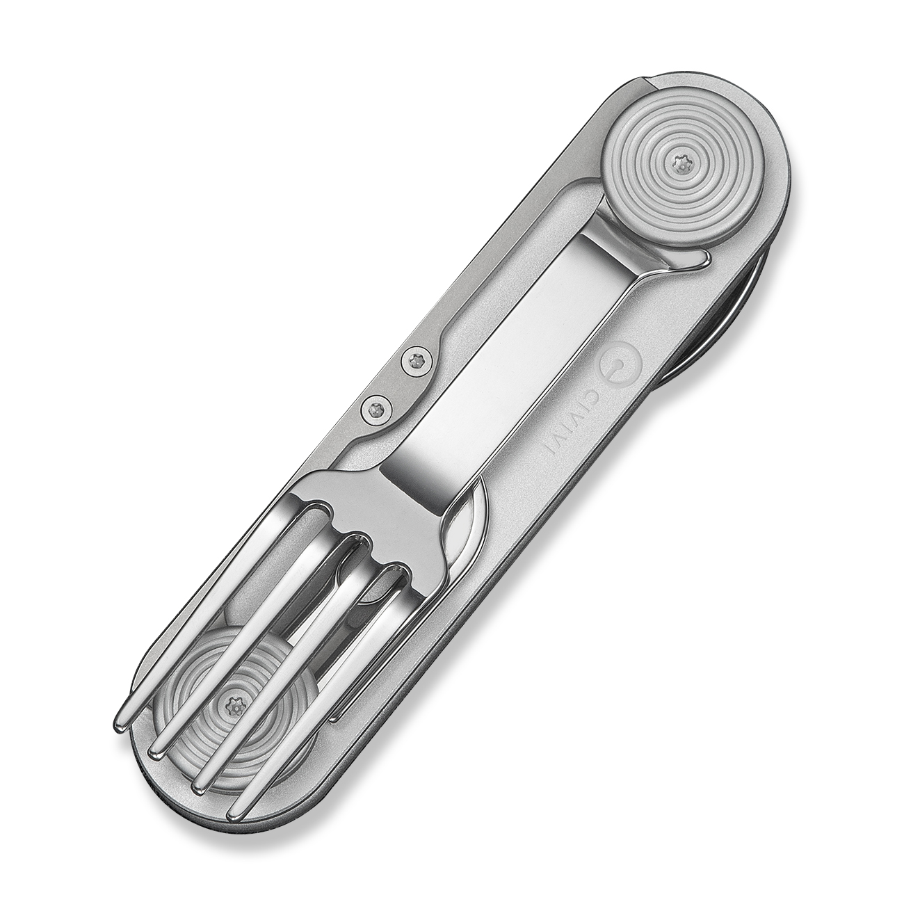 CIVIVI Partake Multi-Tool Silver Aluminum Handle SS Knife-Fork-Spoon-Can Opener W/Waxed Canvas Pouch C24032C-3 View 5