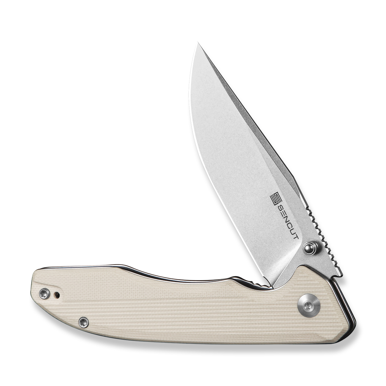 Sencut Sylor Folding Knife Ivory G-10 Handle Stonewashed D2 Blade View 3