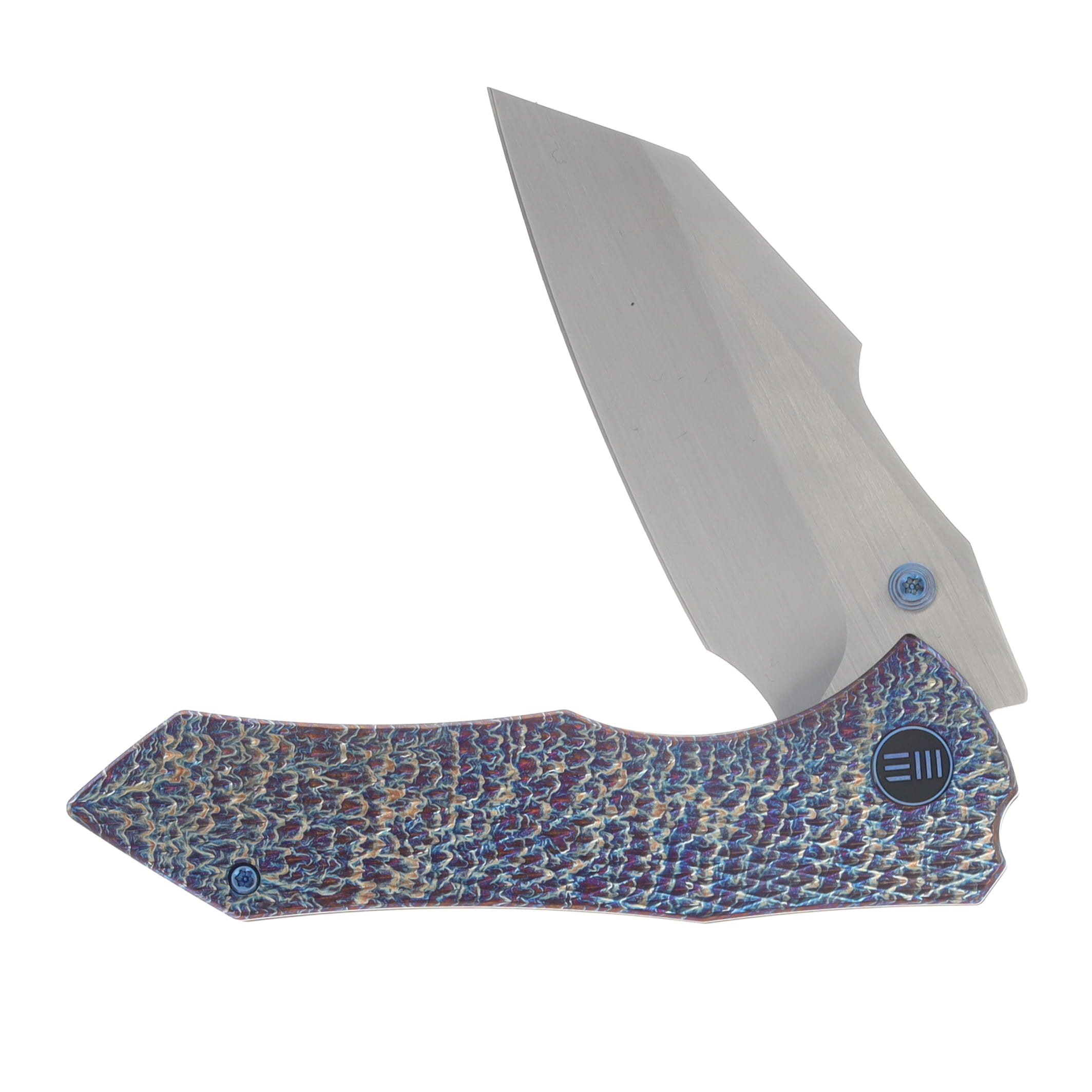 WE Knife Co. High-Fin XL Folding Knife Diamond Pattern Flamed TI Handle Hand Rubbed Satin CPM 20CV Blade WE24010-5 View 3
