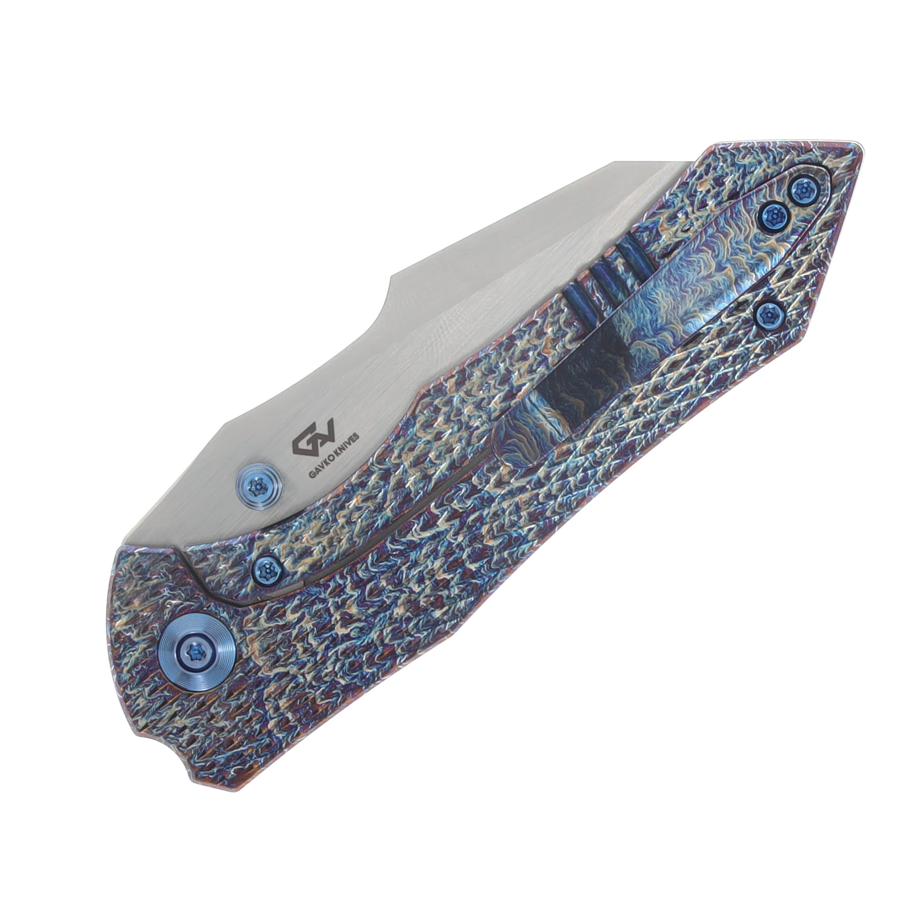 WE Knife Co. High-Fin XL Folding Knife Diamond Pattern Flamed TI Handle Hand Rubbed Satin CPM 20CV Blade WE24010-5 View 5