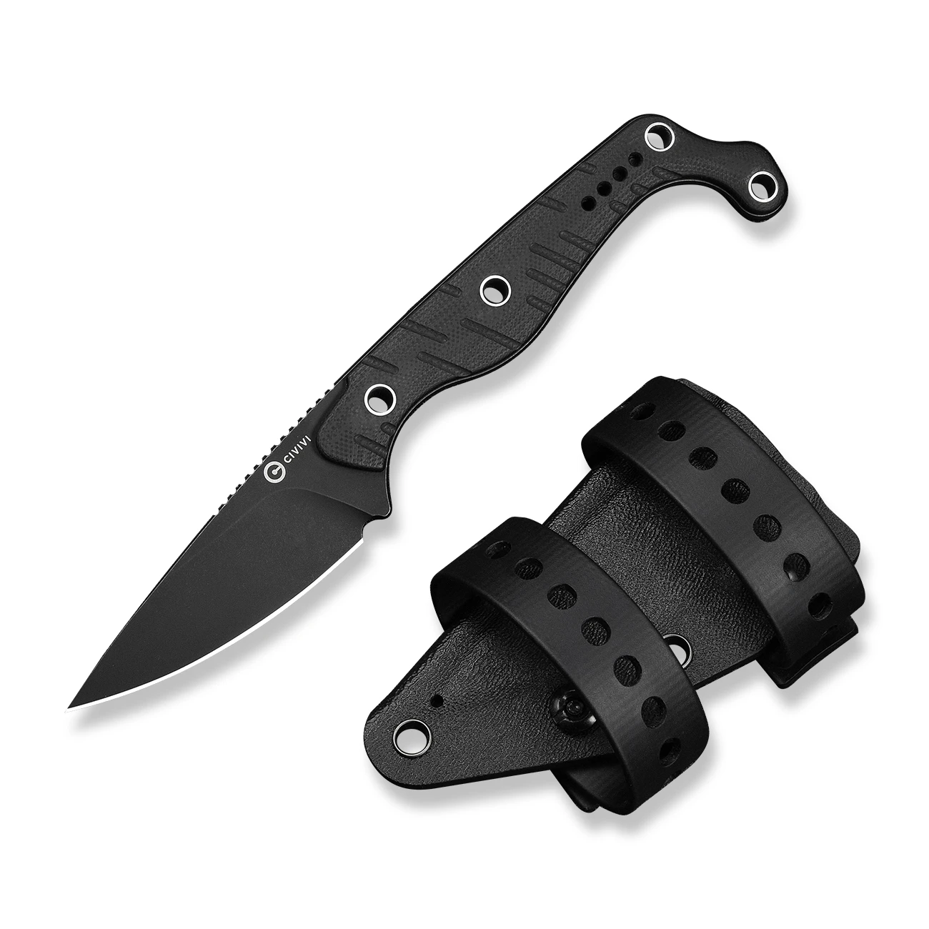 CIVIVI SŌKN Fixed Knife Black G-10 Handle Black Stonewashed Nitro V Blade C22027-3 View 1