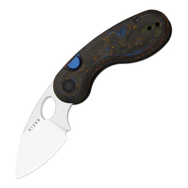Kizer Microbe Folding Knife 80's Camo Carbon Handle Satin M390 Blade View 1