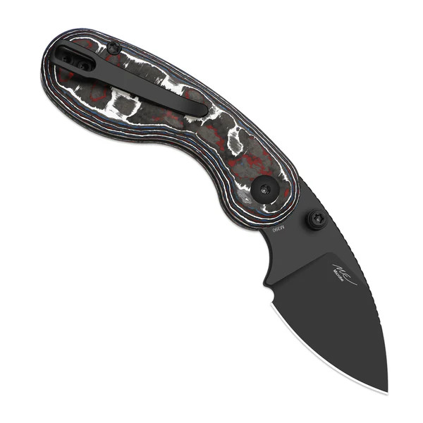 Kizer Microbe Folding Knife Multi Colored Fat Carbon Handle Matte DLC Ultra M390 Blade KI2742A2 View 2