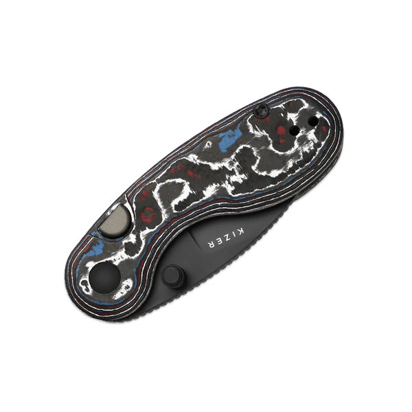 Kizer Microbe Folding Knife Multi Colored Fat Carbon Handle Matte DLC Ultra M390 Blade KI2742A2 View 5