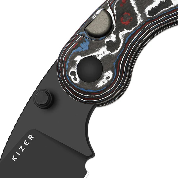 Kizer Microbe Folding Knife Multi Colored Fat Carbon Handle Matte DLC Ultra M390 Blade KI2742A2 View 3