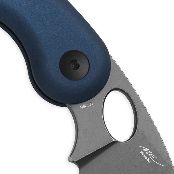 Kizer Microbe Folding Knife Blue Aluminum Handle Gray Stonewashed 14C28N Blade V2742A1 View 4