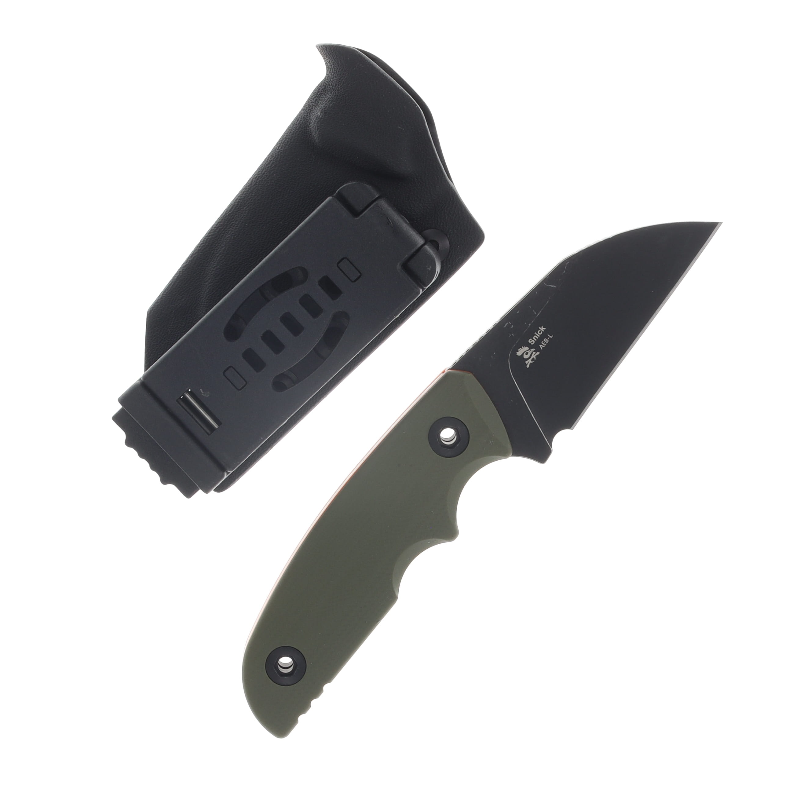 Kizer Snick Fixed Knife Olive Green G-10 Handle Black Stonewashed AEB-L Blade 1085A3 View 2
