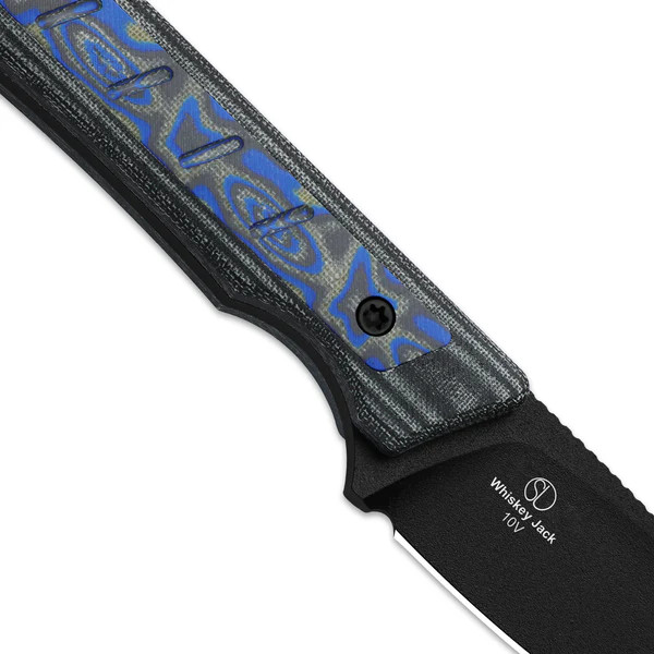 Kizer Whiskey Jack Fixed Knife Blk-Multi Color Norplex & Vortex Micarta Handle Blk Coated 10V Blade 1108A1 View 5