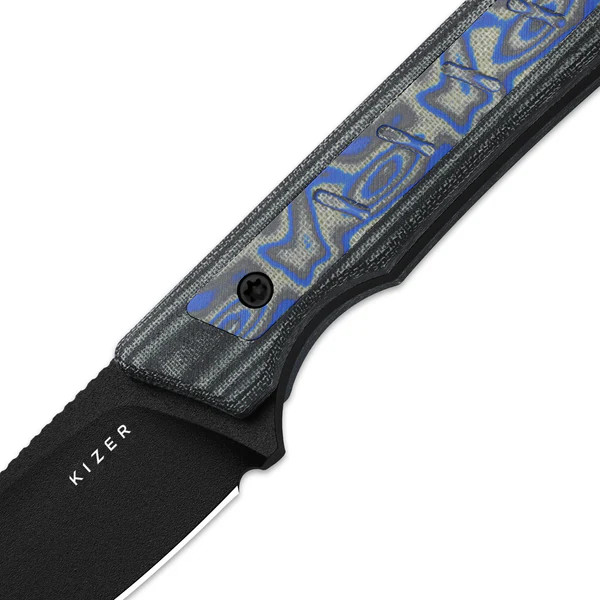 Kizer Whiskey Jack Fixed Knife Blk-Multi Color Norplex & Vortex Micarta Handle Blk Coated 10V Blade 1108A1 View 4