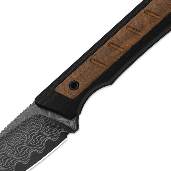 Kizer Whiskey Jack Fixed Knife Black G-10-Mkuruti Wood Handle Damascus Blade 1108A2 View 4