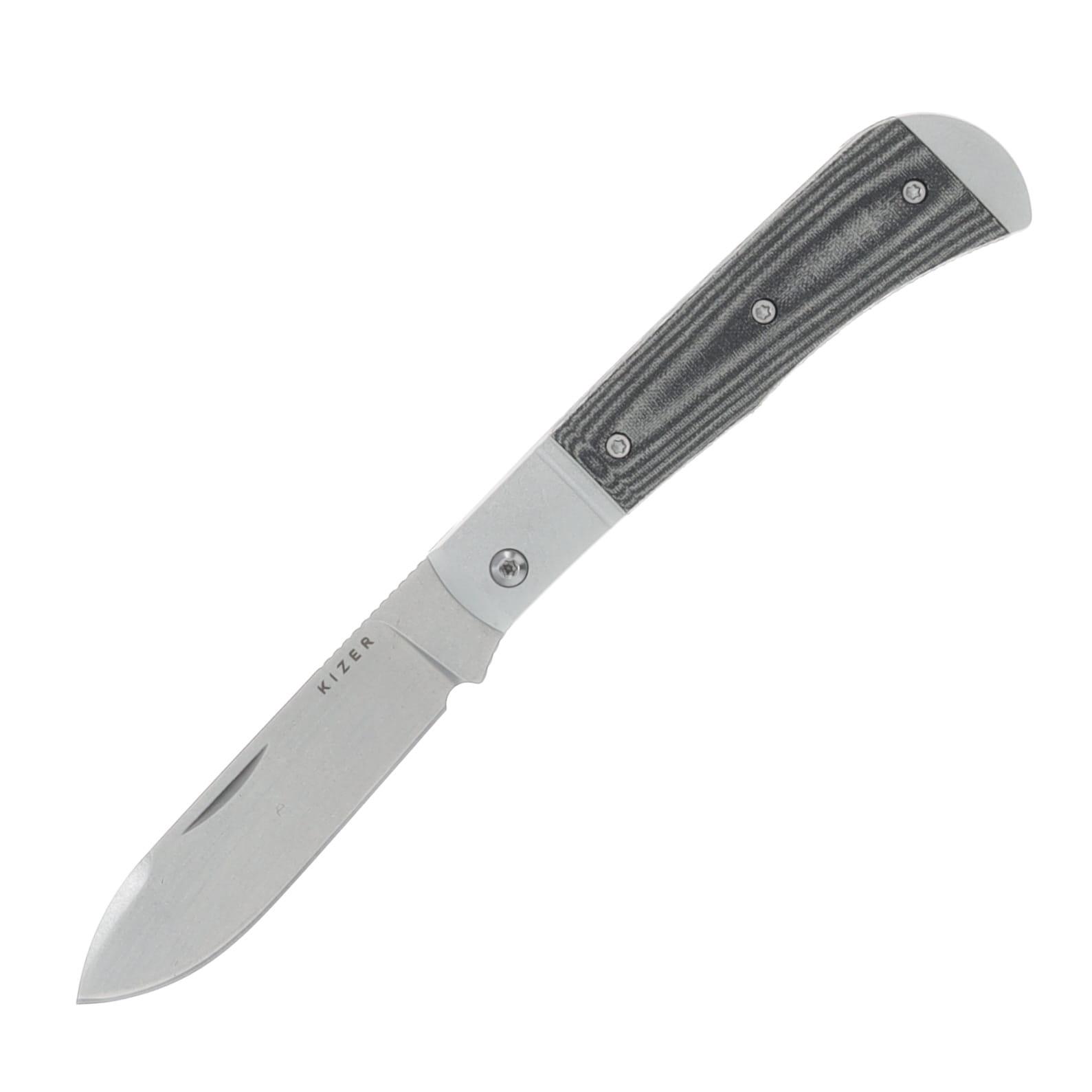 Kizer Trestle D Folding Knife Silver-Blk Aluminum and Norplex Ultrex Micarta Handle SW Nitro V Blade V3760A1 View 1