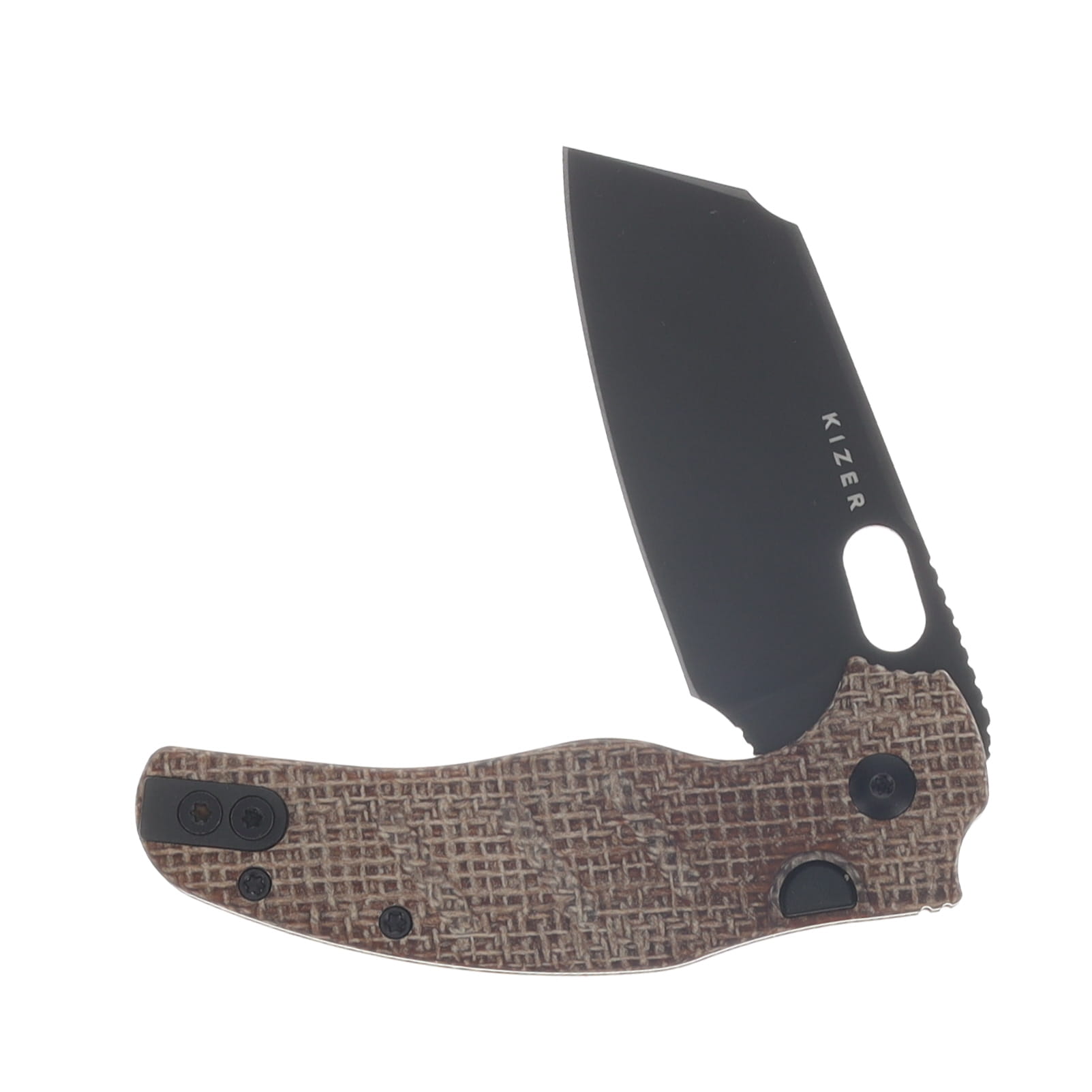 Kizer C01C 2.9 BSA2 Folding Knife Brown Norplex Ultrex Micarta Handle Matte DLC Ultra Elmax Blade KI3488.29BSA2 View 3