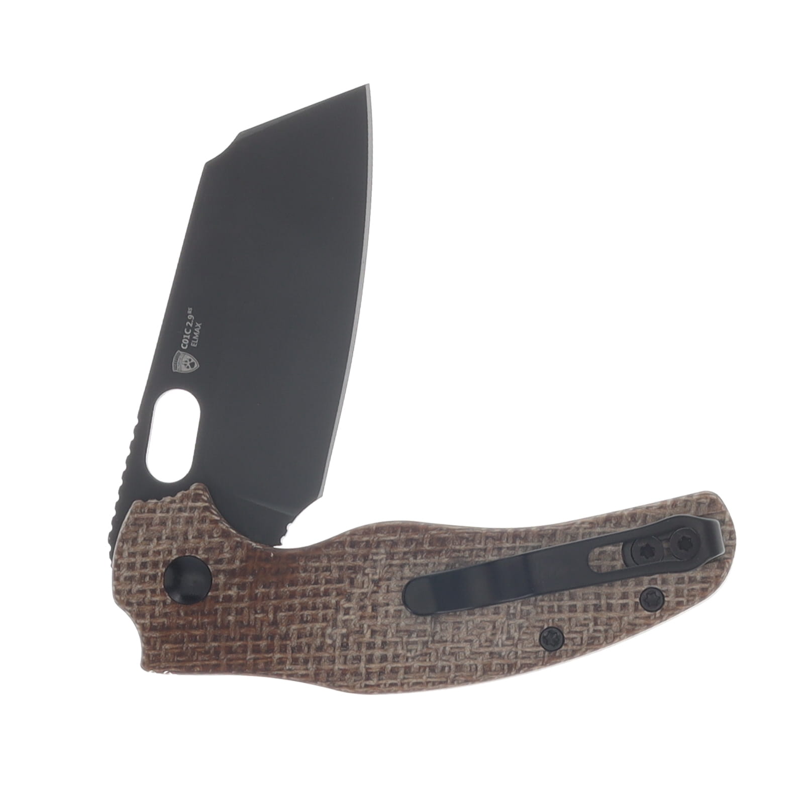 Kizer C01C 2.9 BSA2 Folding Knife Brown Norplex Ultrex Micarta Handle Matte DLC Ultra Elmax Blade KI3488.29BSA2 View 4
