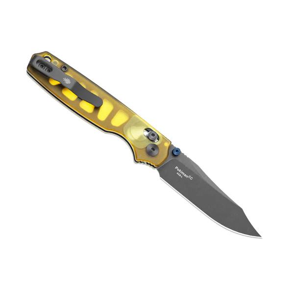 Kizer Pokiman CC Folding Knife Yellow PEI Handle Gray Stonewashed AEB-L Blade V3789A3 View 2
