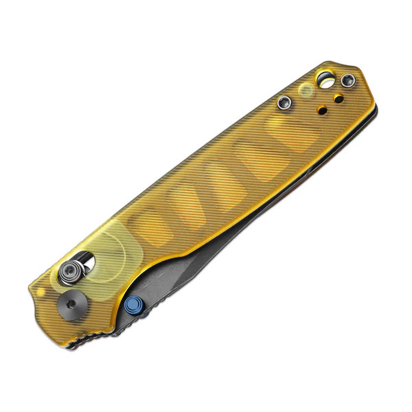 Kizer Pokiman CC Folding Knife Yellow PEI Handle Gray Stonewashed AEB-L Blade V3789A3 View 4