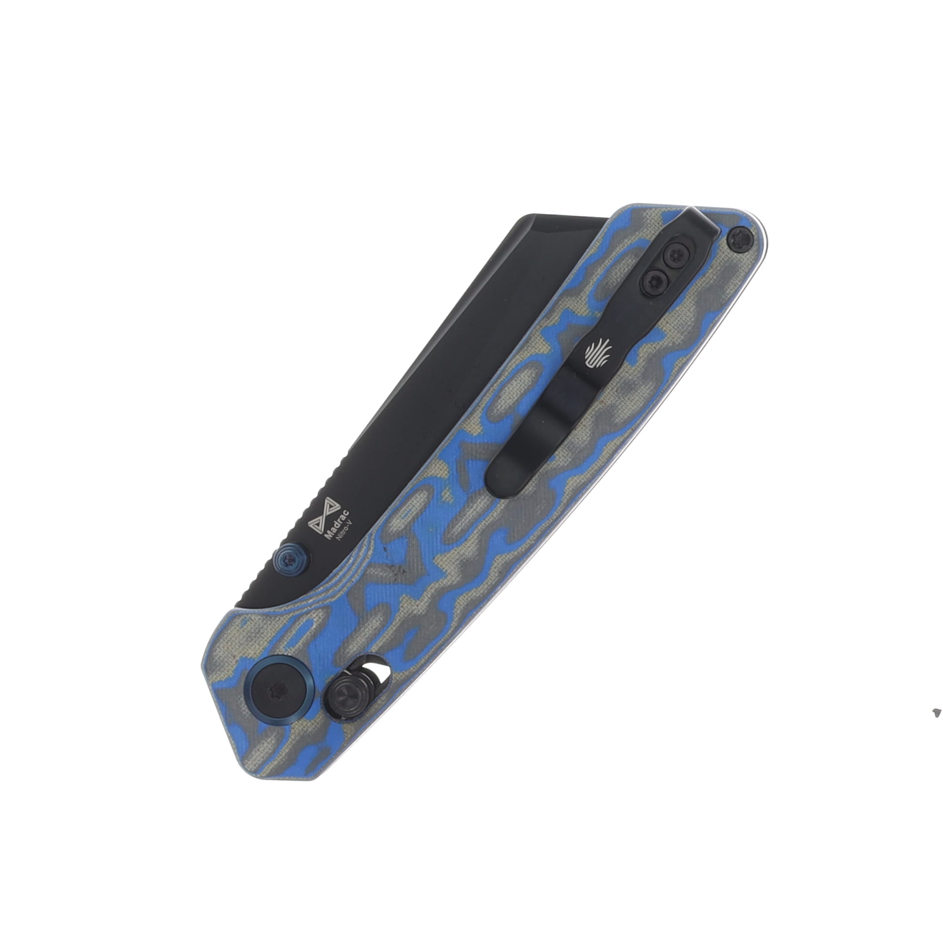 Kizer Madrac Folding Knife Multi Color Vortex Micarta Handle Black SW Nitro V Blade V3693A4 View 4
