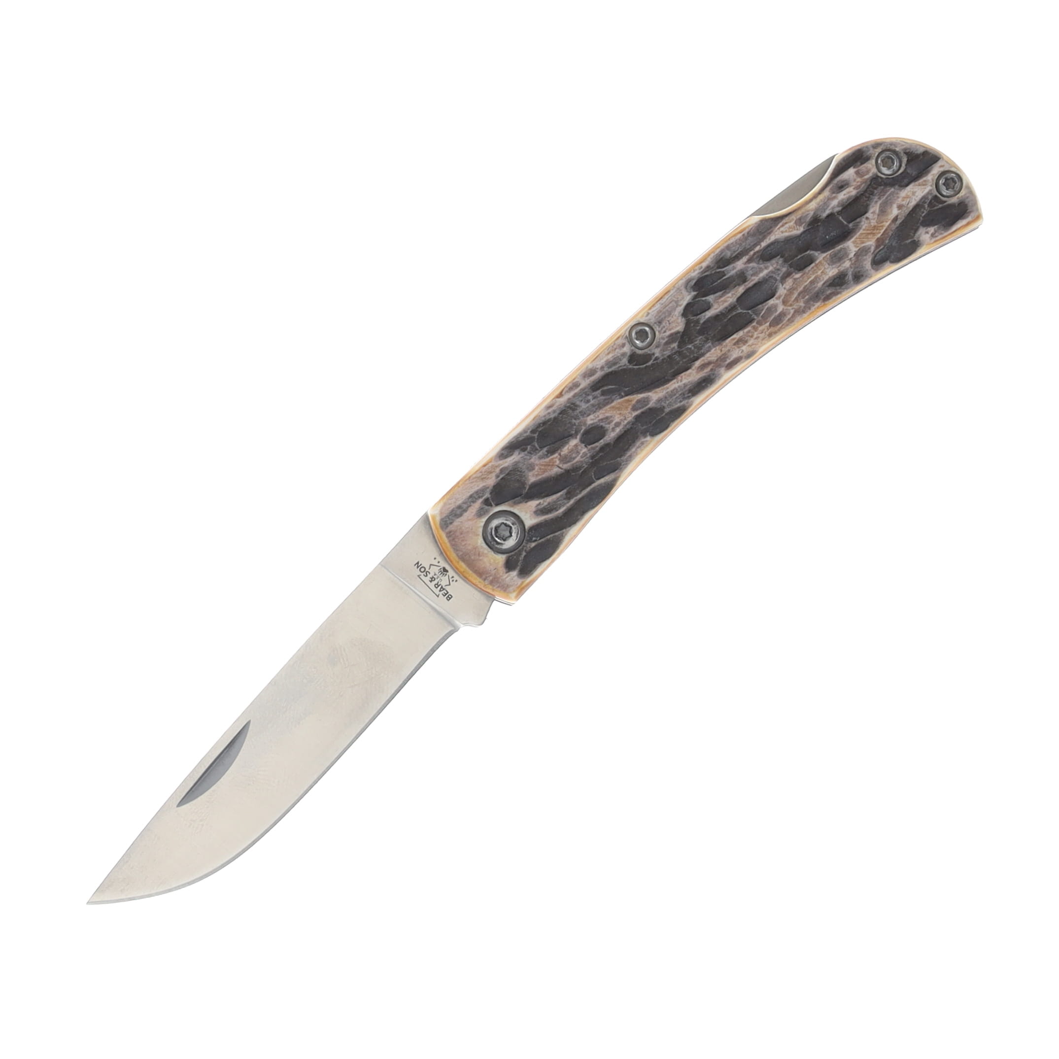 Bear & Son Small Locking Farmhand Genuine India Stag Bone Handle BR537L View 1