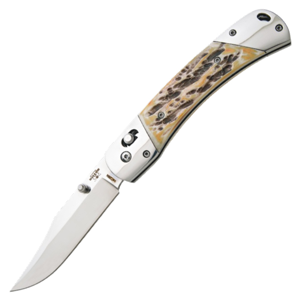 Bear & Son 5" Slidelock Genuine India Stag Bone Handle BR5S97 View 1