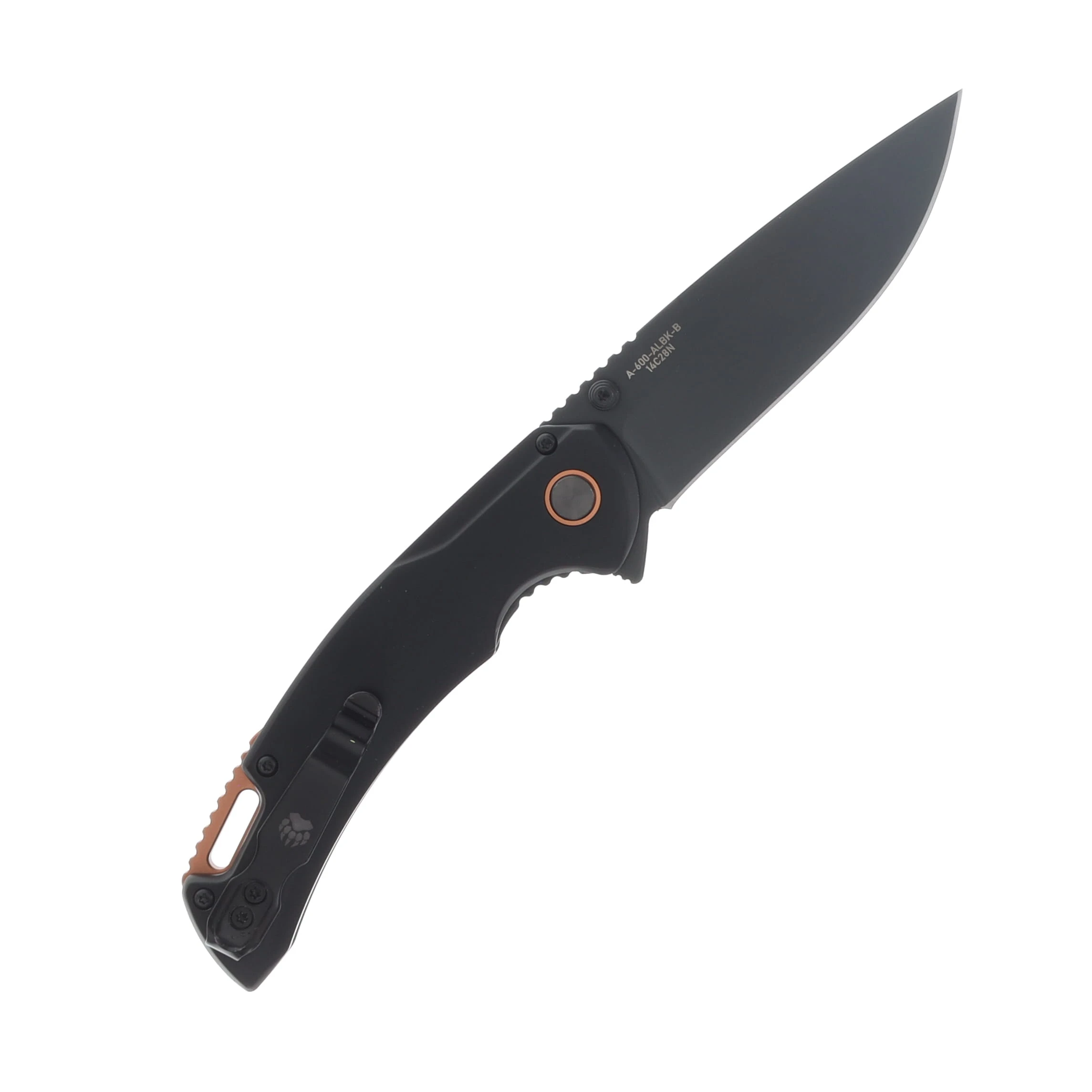 Bear & Son Load Out I Black & Copper Aluminum Handle Black DLC 14C28N Blade A-600-ALBK-B View 2