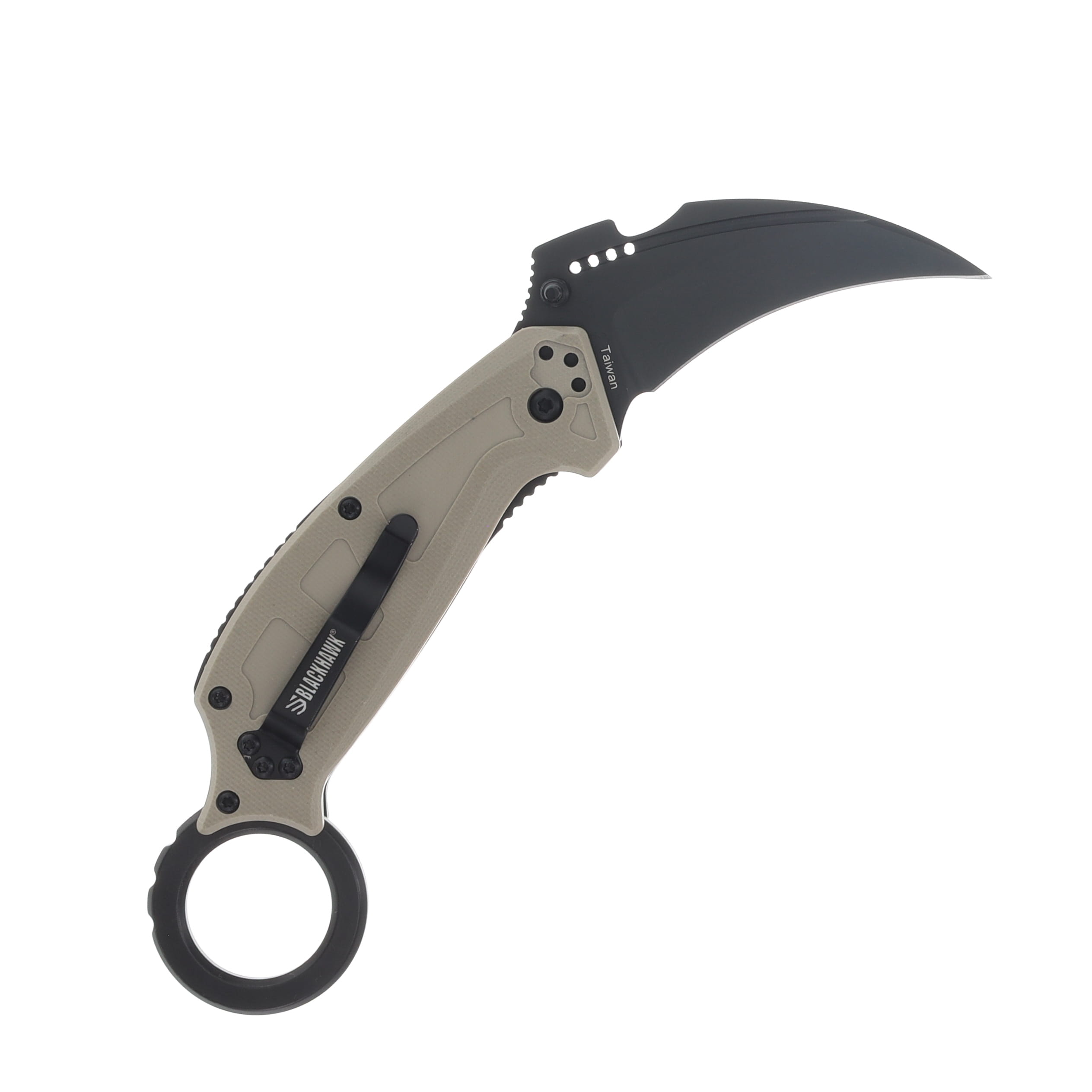 Blackhawk Garra III Karambit Sideliner Tan G-10 Handle Black D2 Blade BH15G3201TN View 2