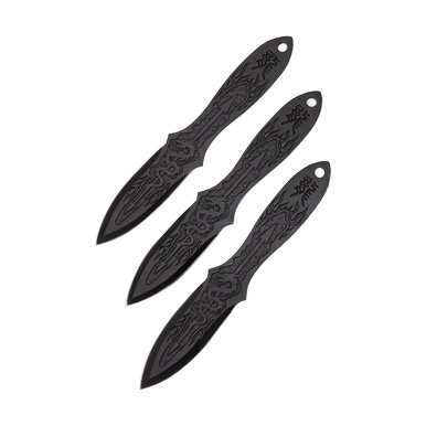 Black Dragon 9" Throwing Knife Set NTAB1BK View 3