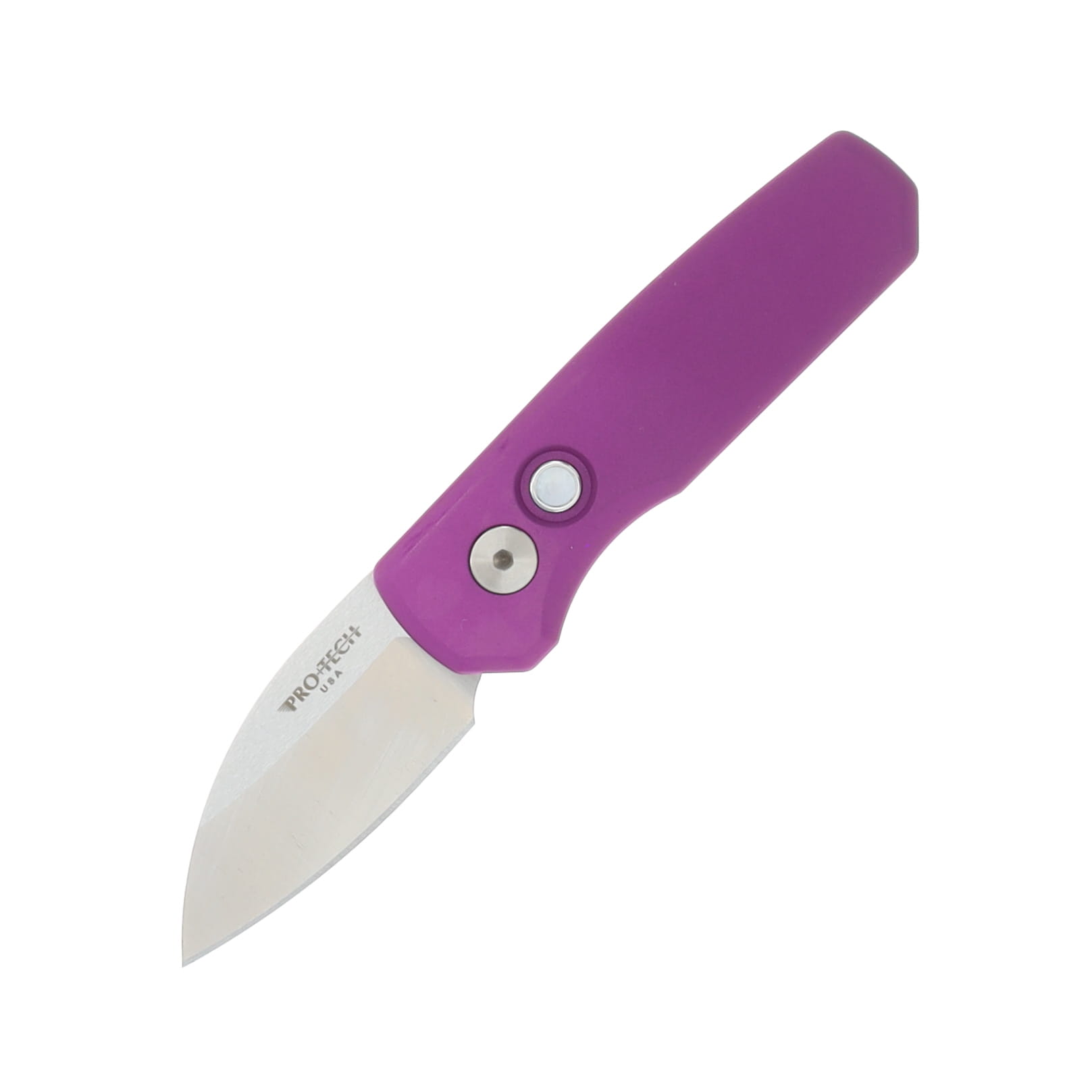 Pro Tech OTS Auto Runt 5 Smooth Purple Handle Machine Satin Magnacut Wharncliffe Blade AUPTR5300-LTD PURPLE View 1