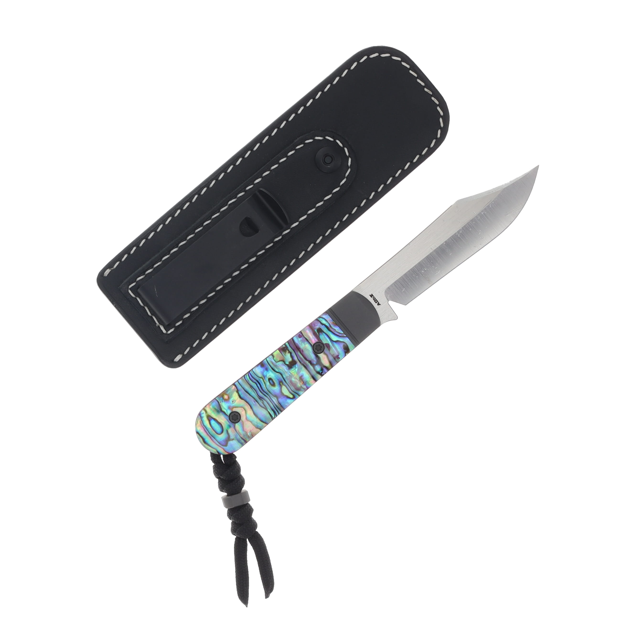 Jack Wolf Backwoods FixedC Abalone 2.98in Plain Belt Satin Clip Point BACKW-FX-01-ABALONE View 2