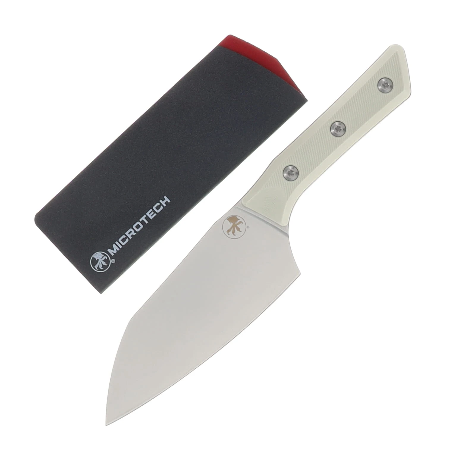 Microtech Santoku Knife Ivory 6in Plain Stonewash Santoku MT320010IV View 1