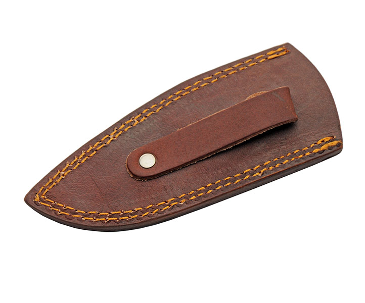 8.6in Hammerhead Hunting Knife Brown-Black Handle Hammered Damascus Blade DM1403 View 4