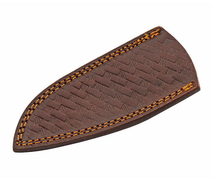 8.6in Hammerhead Hunting Knife Brown-Black Handle Hammered Damascus Blade DM1403 View 3
