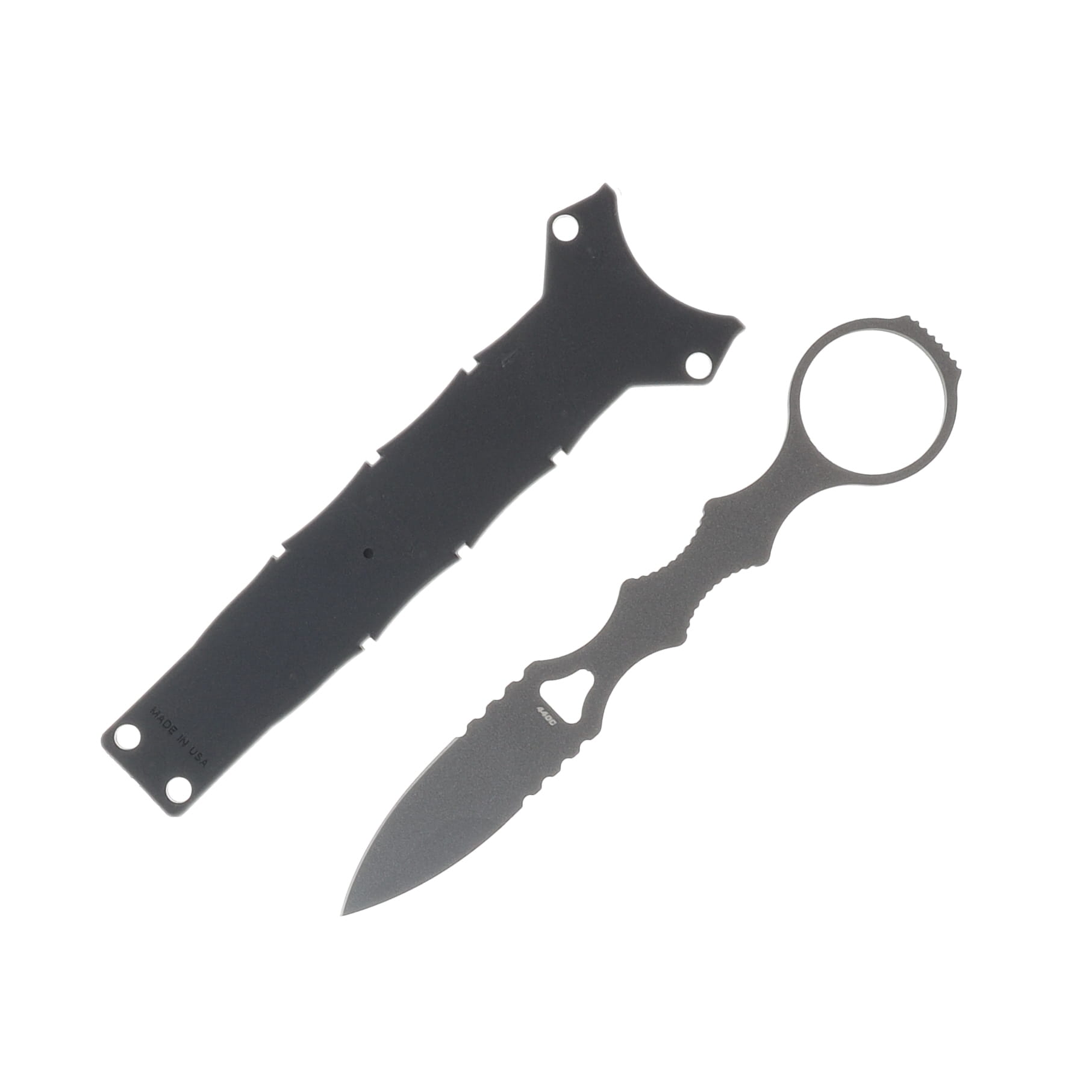 Benchmade SOCP Fixed Blade Mini-Spear Point Tungsten Gray Cerakote-Blk Sheath BM177GY View 2