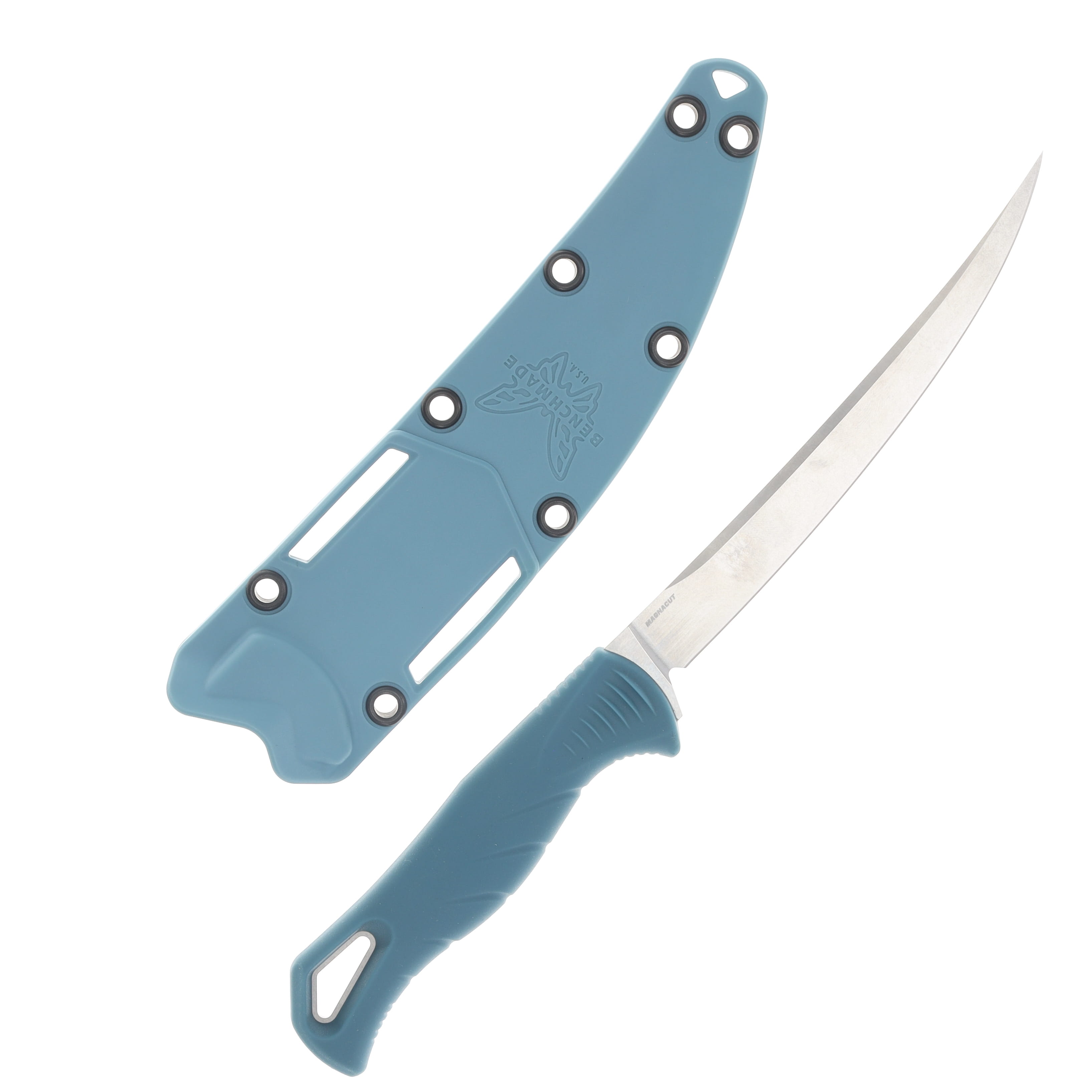 Benchmade Fishcrafter Fixed Knife Depth Blue Santoprene Handle 5in Magnacut Blade BM18030 View 2