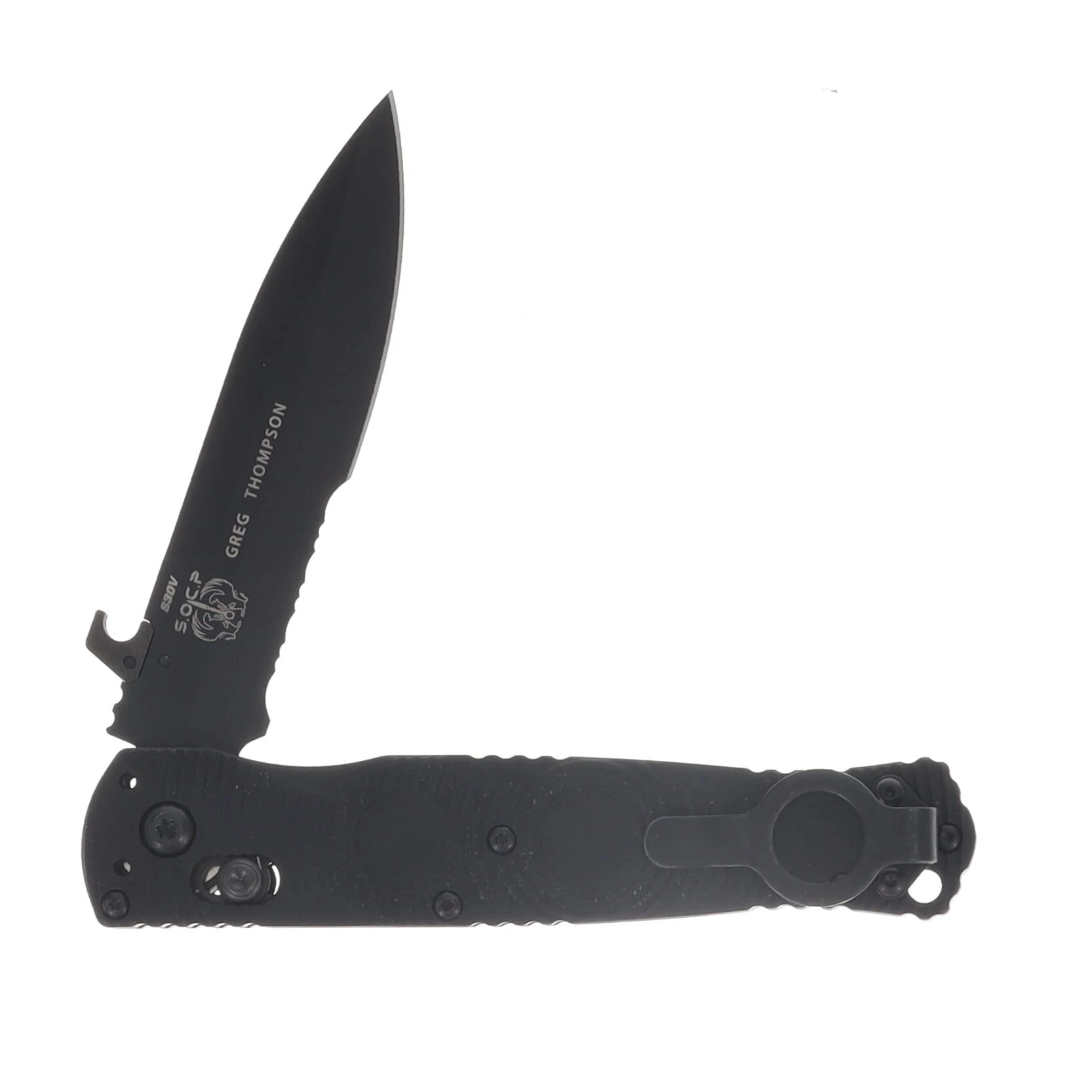 Benchmade Mini SOCP Folding Knife Finger Ring Blk G-10 Handle PS Blk S30V Blade BM393SBK View 7