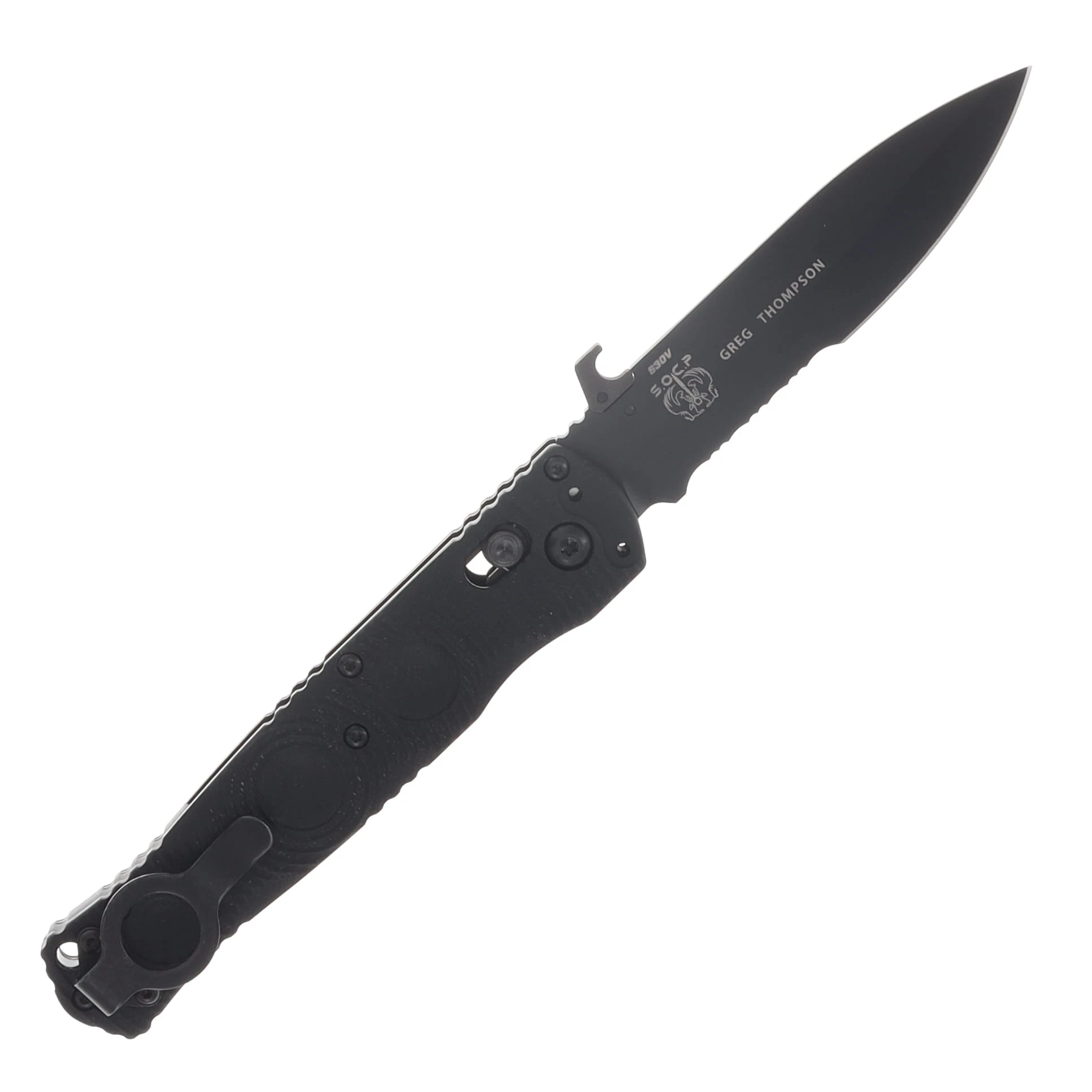 Benchmade Mini SOCP Folding Knife Finger Ring Blk G-10 Handle PS Blk S30V Blade BM393SBK View 5