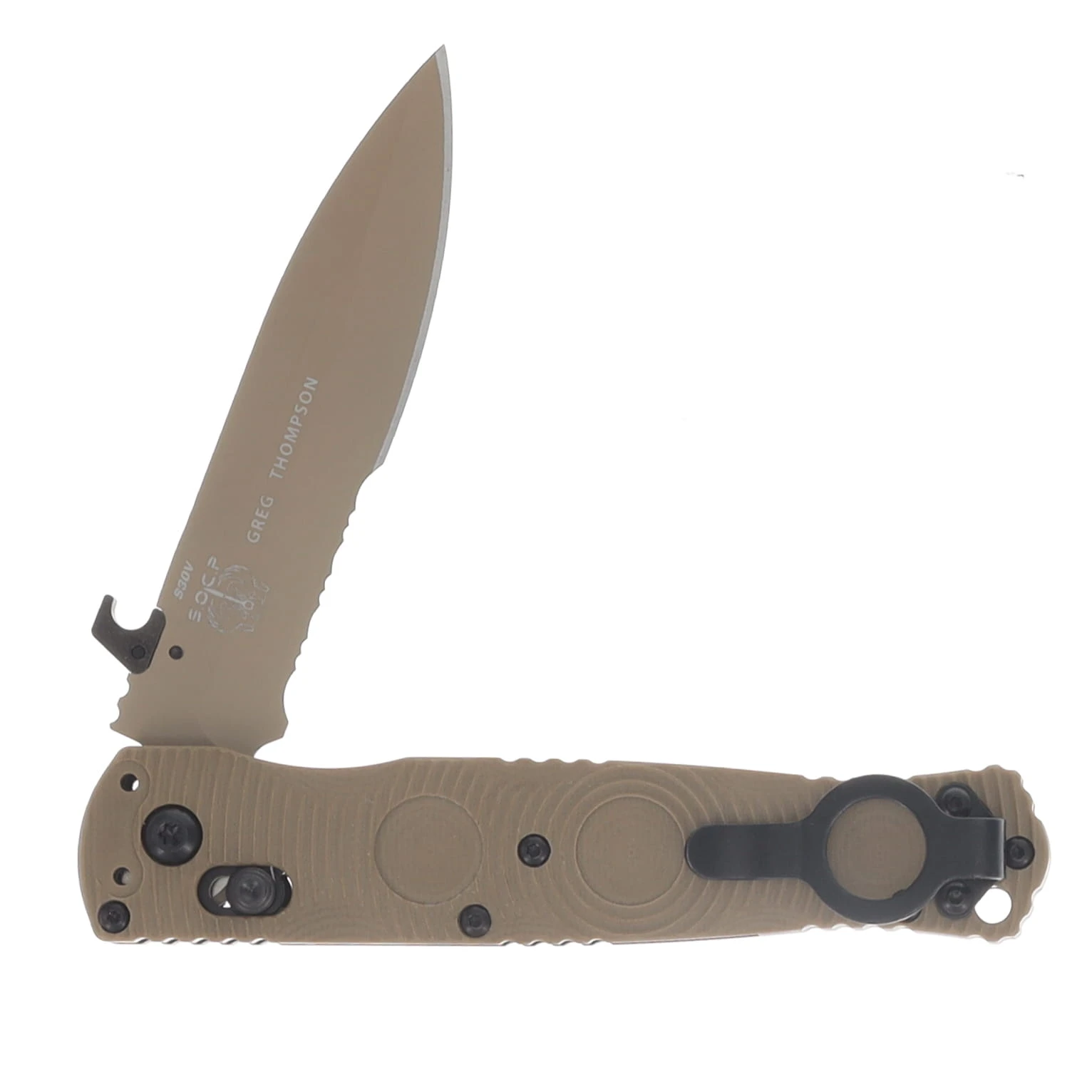 Benchmade Mini SOCP Folding Knife Finger Ring Desert Sand G-10 Handle and PS S30V Blade BM393SSN-01 View 7