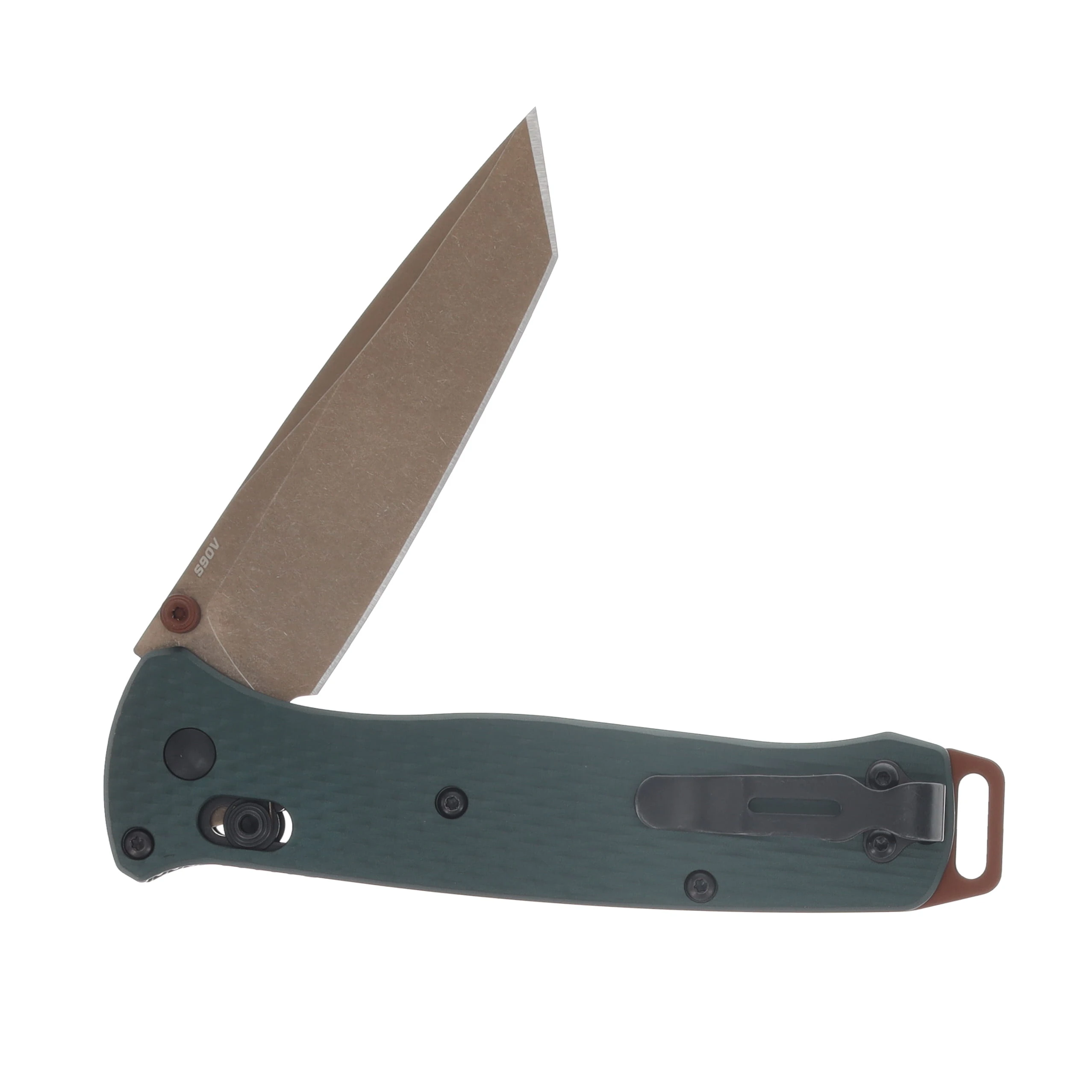 Benchmade Bailout Folding Knife Taiga Green Aluminum Handle FE S90V Blade BM537FE-2601 View 4