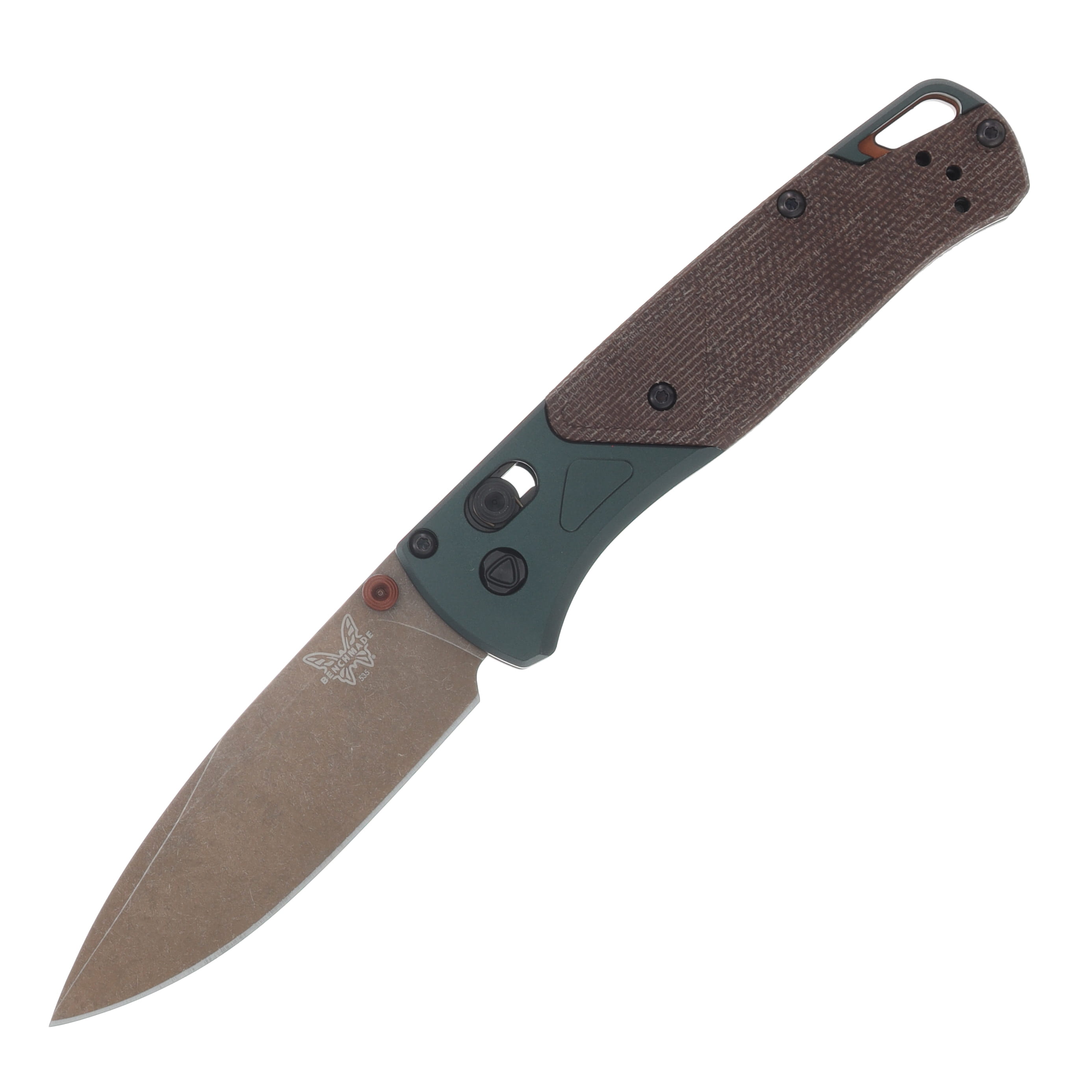 Benchmade Bugout Folding Knife Taiga Green Alum.-Natural Micarta Handle S90V Blade BM535FE-2602 View 1