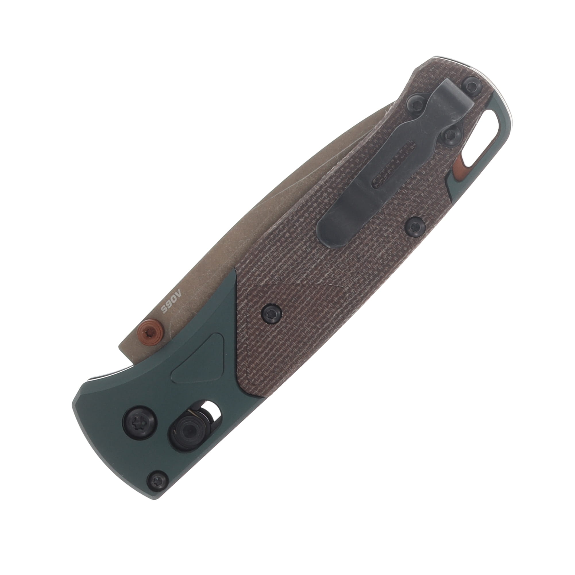 Benchmade Bugout Folding Knife Taiga Green Alum.-Natural Micarta Handle S90V Blade BM535FE-2602 View 6