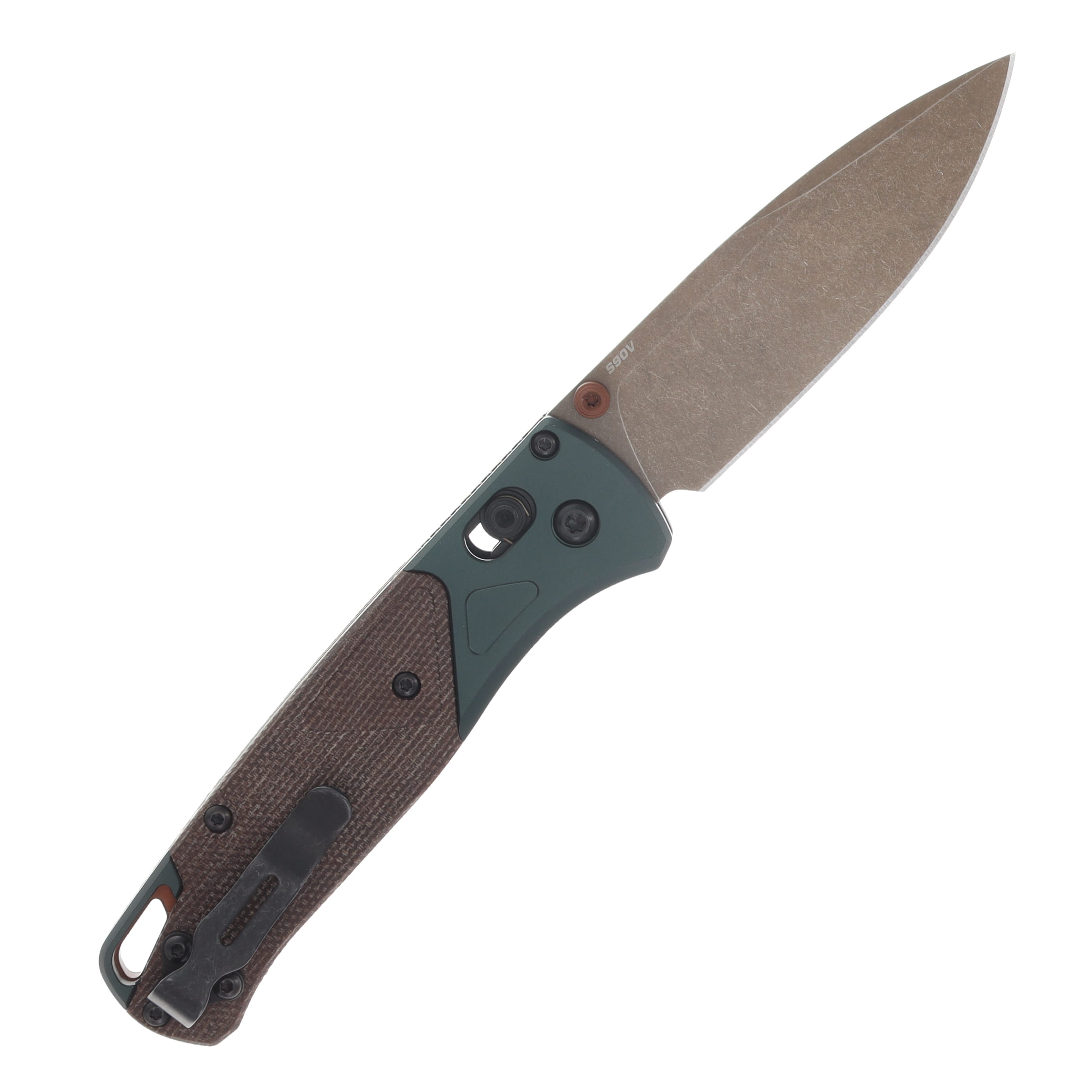 Benchmade Bugout Folding Knife Taiga Green Alum.-Natural Micarta Handle S90V Blade BM535FE-2602 View 2