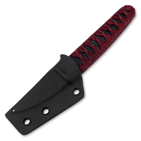 Boker Plus Kissaki Fixed Knife Blk Faux Pearl Fish Skin W/Red Rope 440C Blade BK02BP0026 View 2