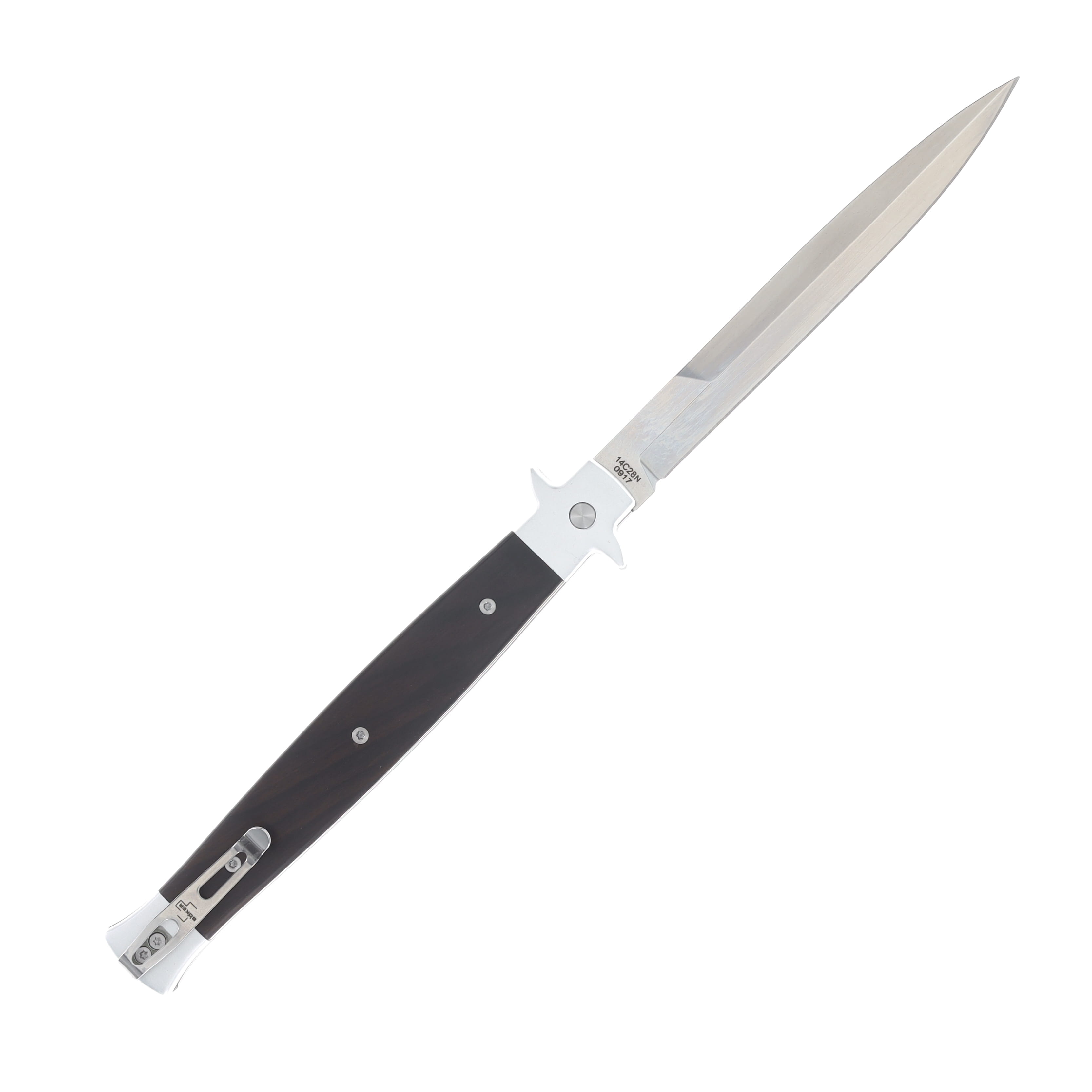 Boker Plus Stiletto 5.0 Ebony OTS Auto Ebony Handle 14C28N Blade AUBK06EX752 View 2