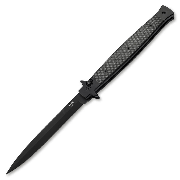 Boker Plus Stiletto 5.0 All Black OTS Auto Knife Blk Micarta Handle Blk 14C28N Blade AUBK06EX753 View 1
