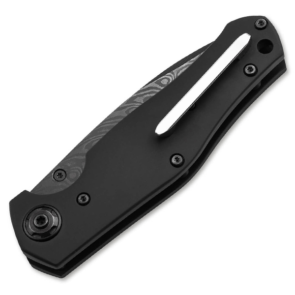 Boker Z-28 Damast Shadow Folding Knife Black Aluminum Handle Damascus Blade View 2