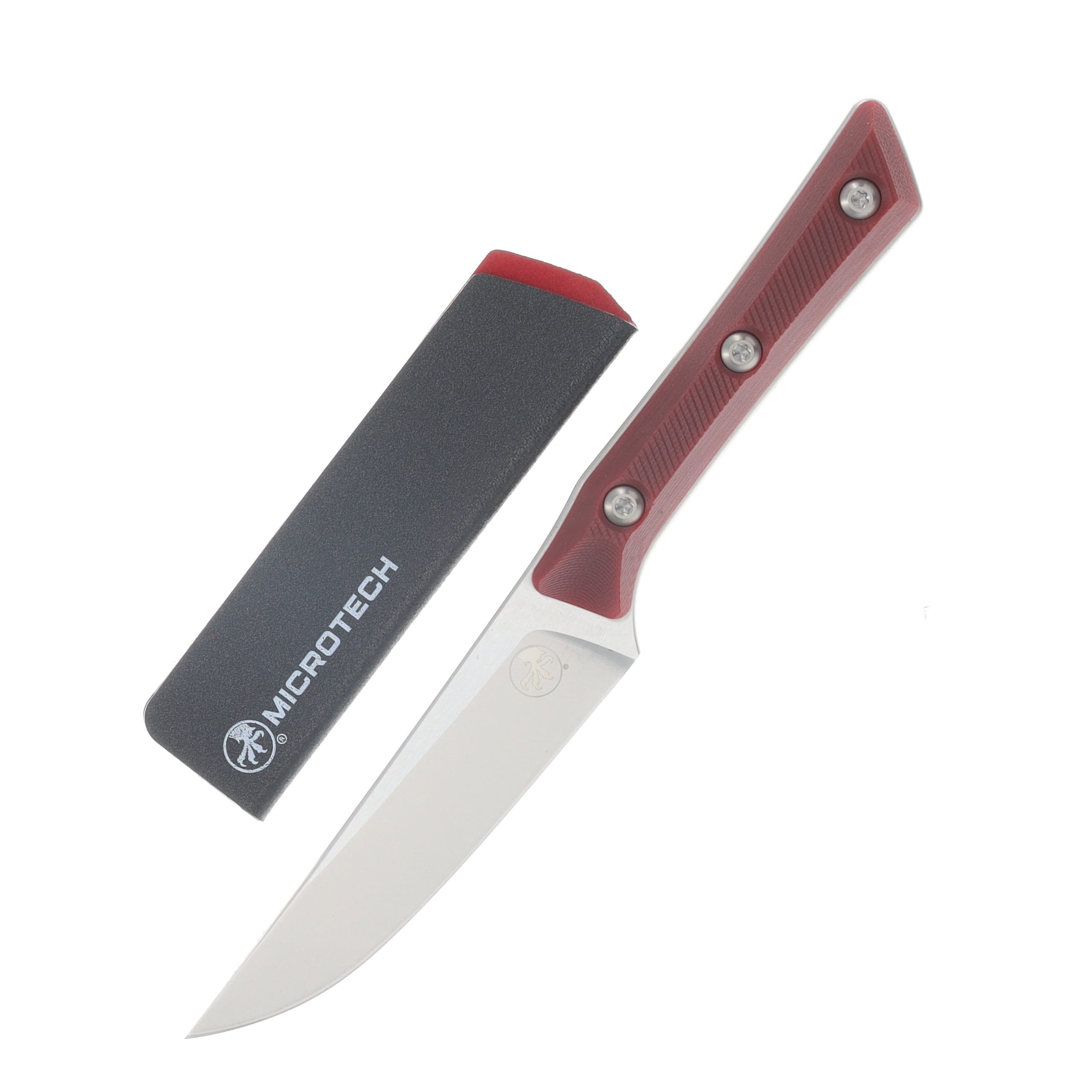 Microtech 4.5in 4PC Steak Knife Set Stonewash Standard Merlot G-10 MT360010SETMR View 6