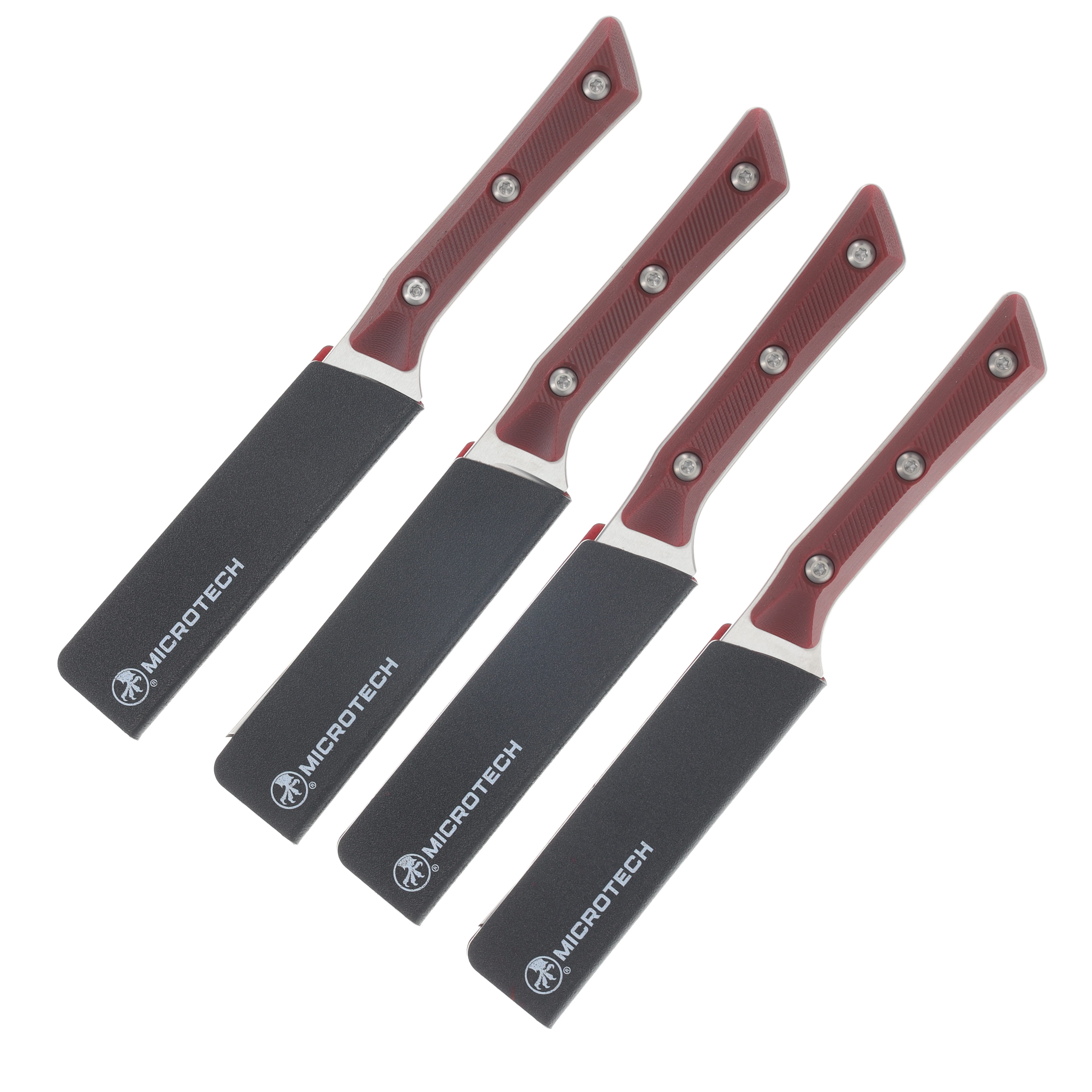 Microtech 4.5in 4PC Steak Knife Set Stonewash Standard Merlot G-10 MT360010SETMR View 4