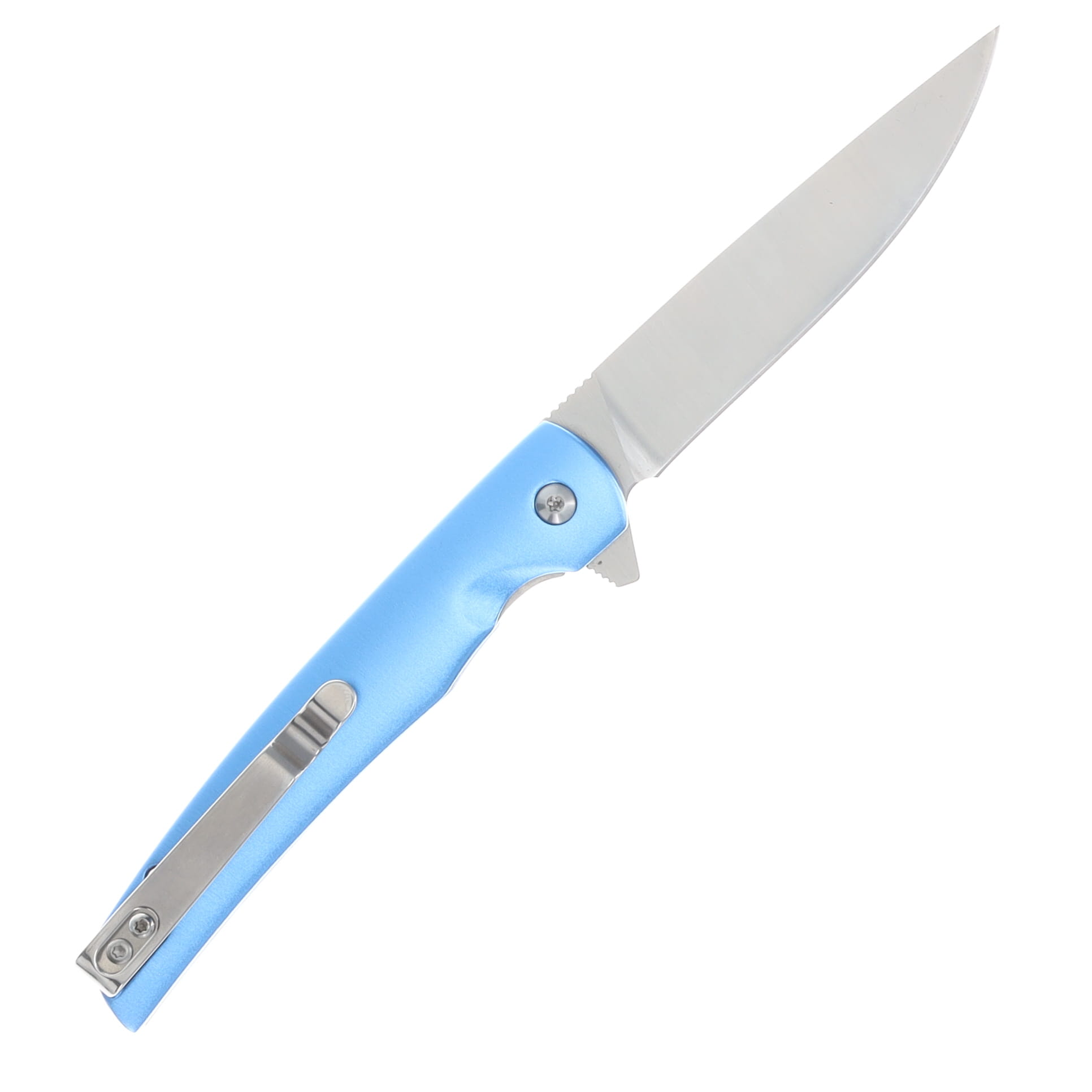 Bear & Son Rancher Blue - White Snowflake 3.25in Plain Satin Drop Point BR121BLSF View 2