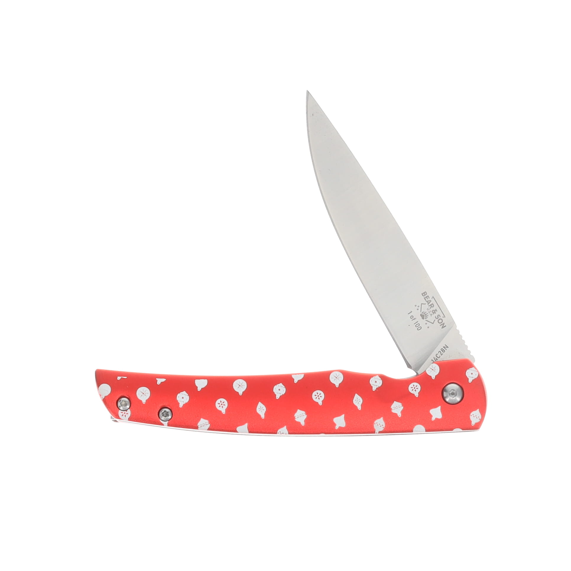 Bear & Son Rancher Red - White Christmas Balls 3.12in Plain Satin Drop Point BR121RDBL View 3