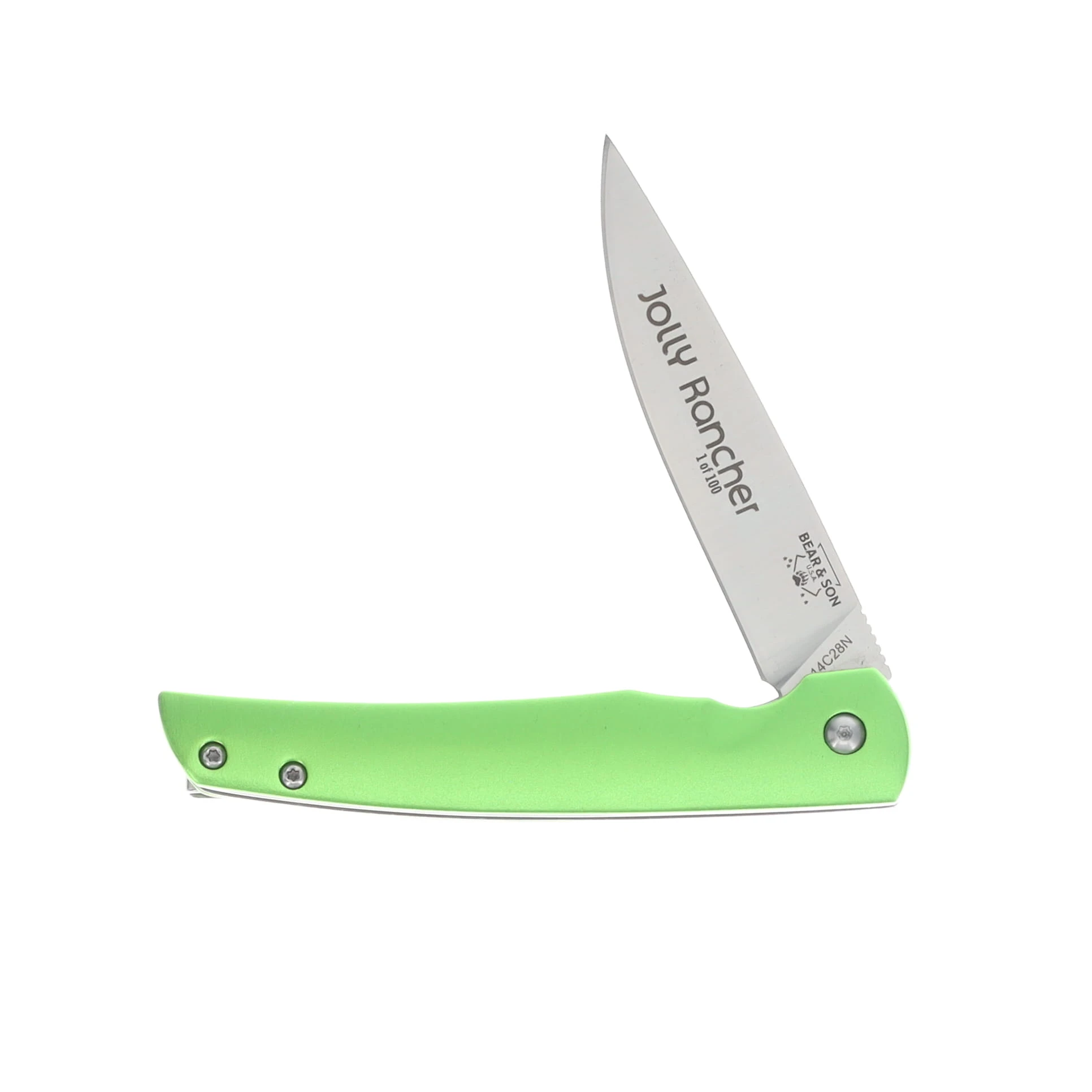 Bear & Son Rancher Green 3.12in Plain Jolly Rancher Satin Drop Point BR121GRJR View 3