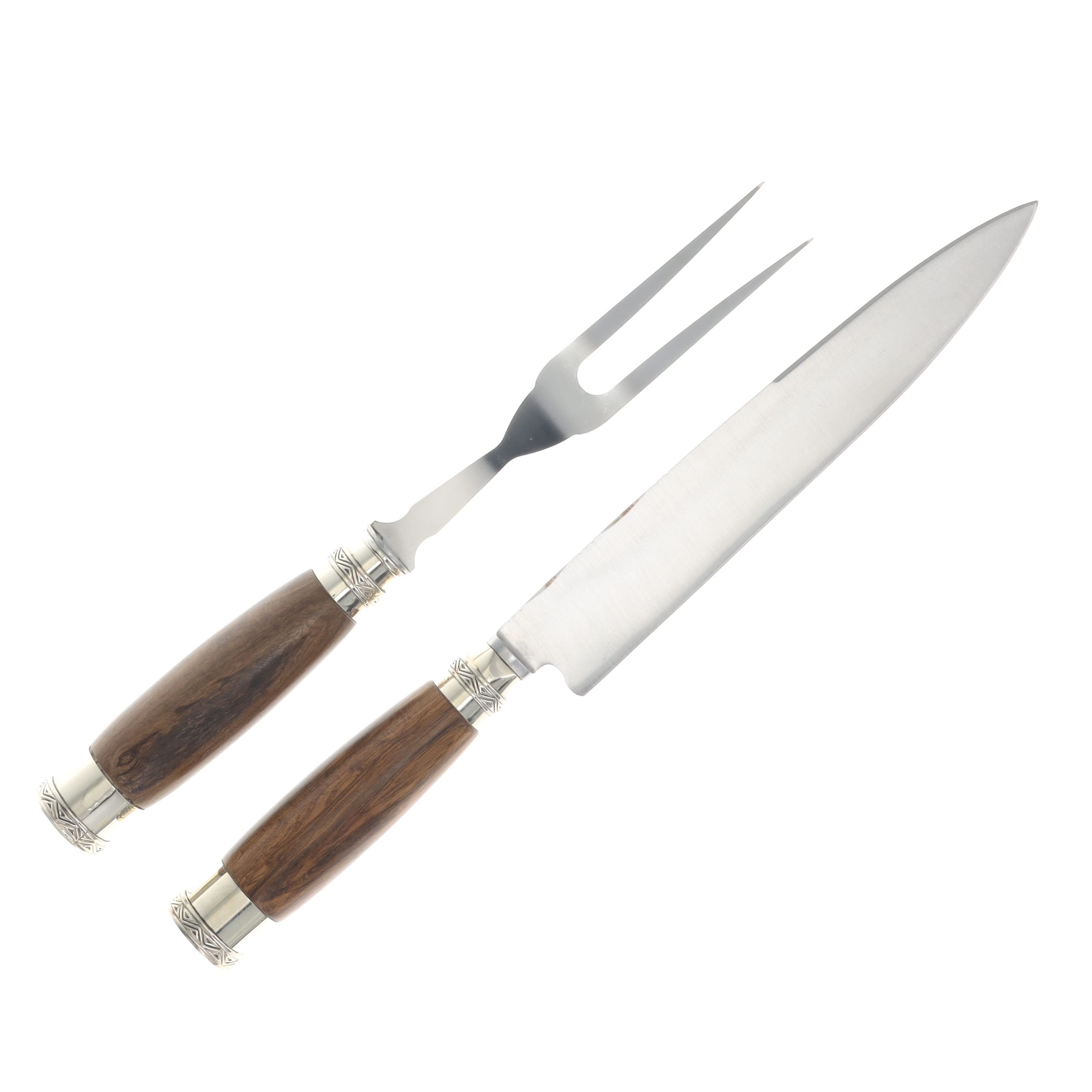 Patagon Knives 2PC Grill Set Wood/Alpaca Handle Spear Point Blade W/Wood Box GS-W&A-00 View 2