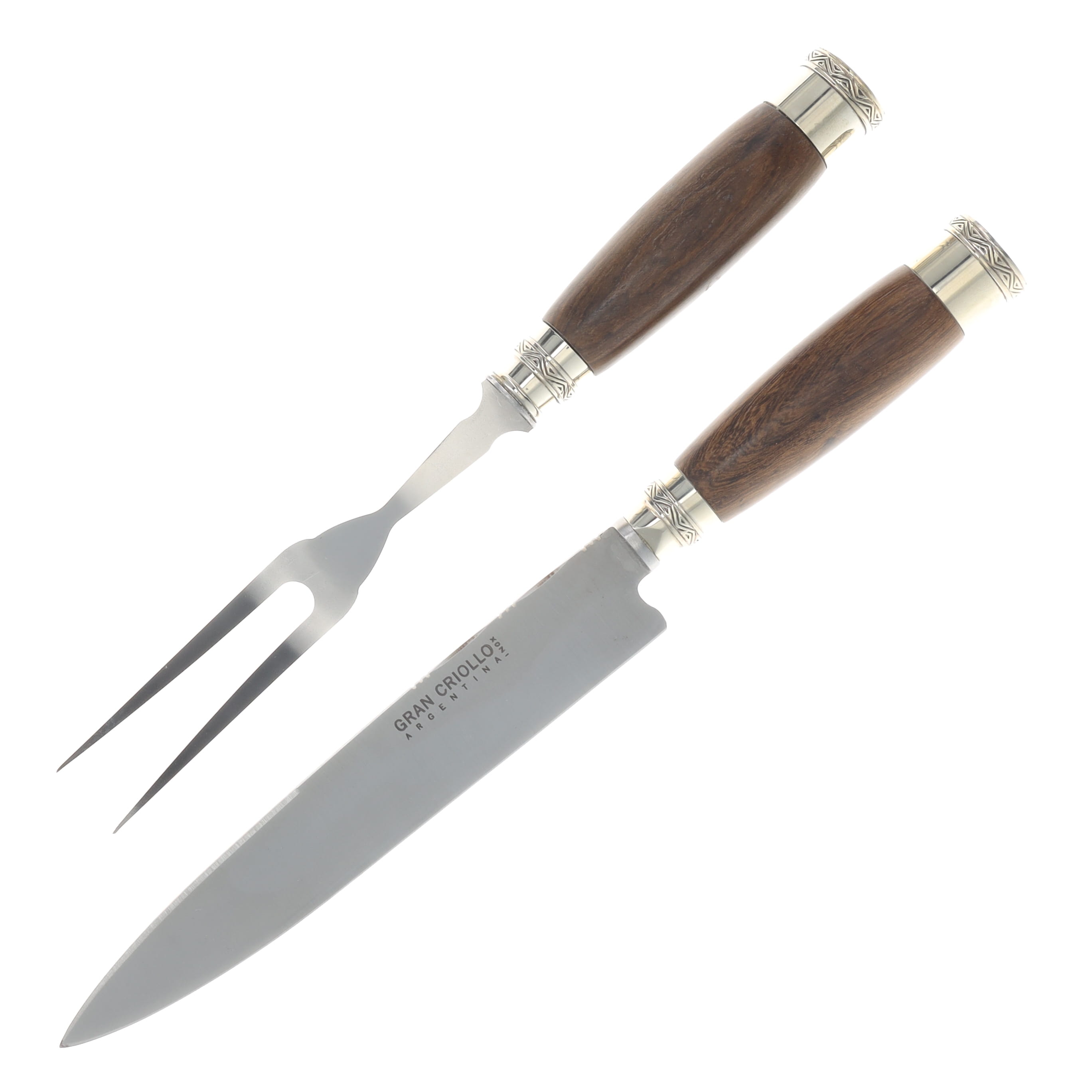 Patagon Knives 2PC Grill Set Wood/Alpaca Handle Spear Point Blade W/Wood Box GS-W&A-00 View 1
